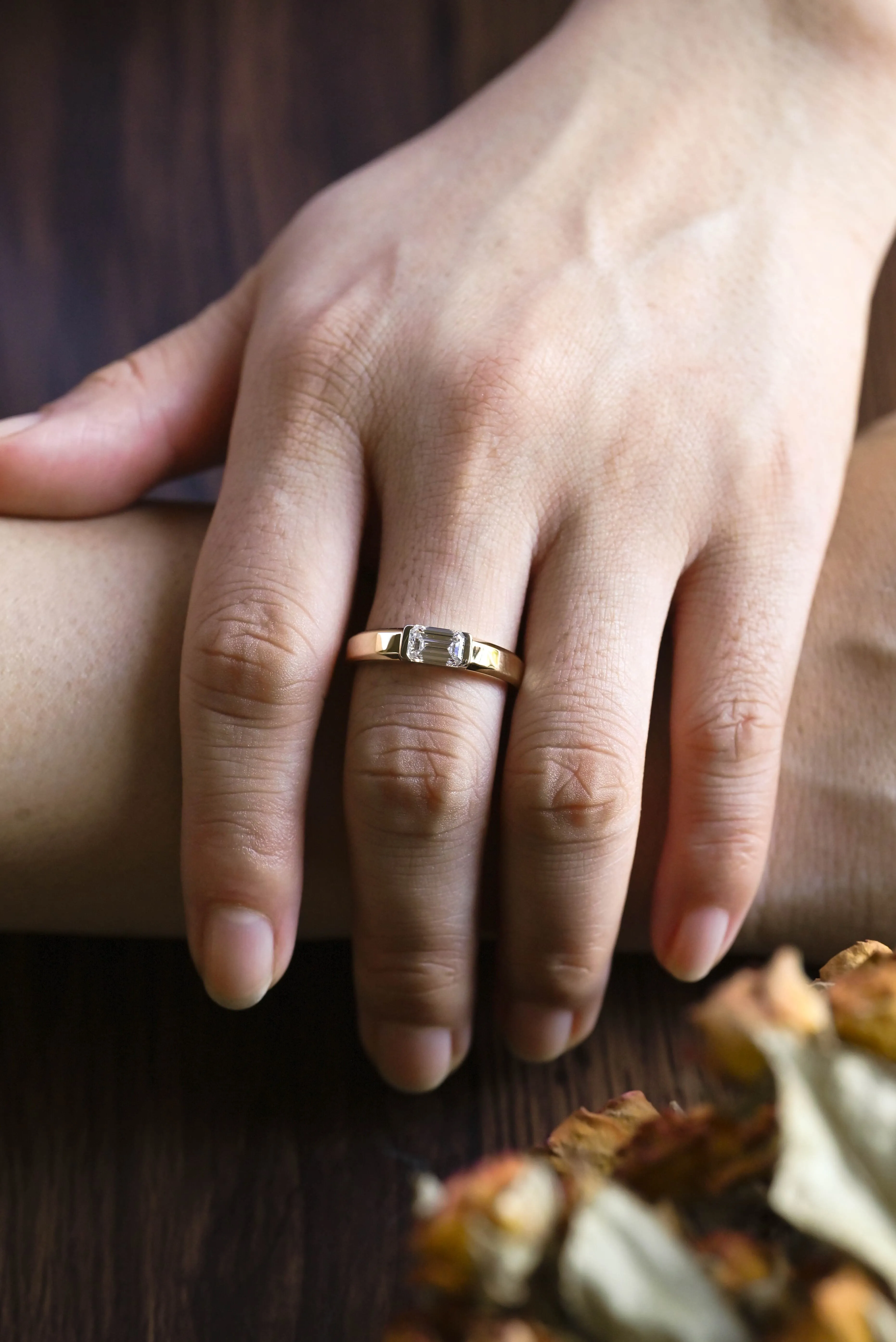 Solid Gold Two Tone East-West Lab Diamond Wedding Band for Man sold by Causyou product image thumbnail 2