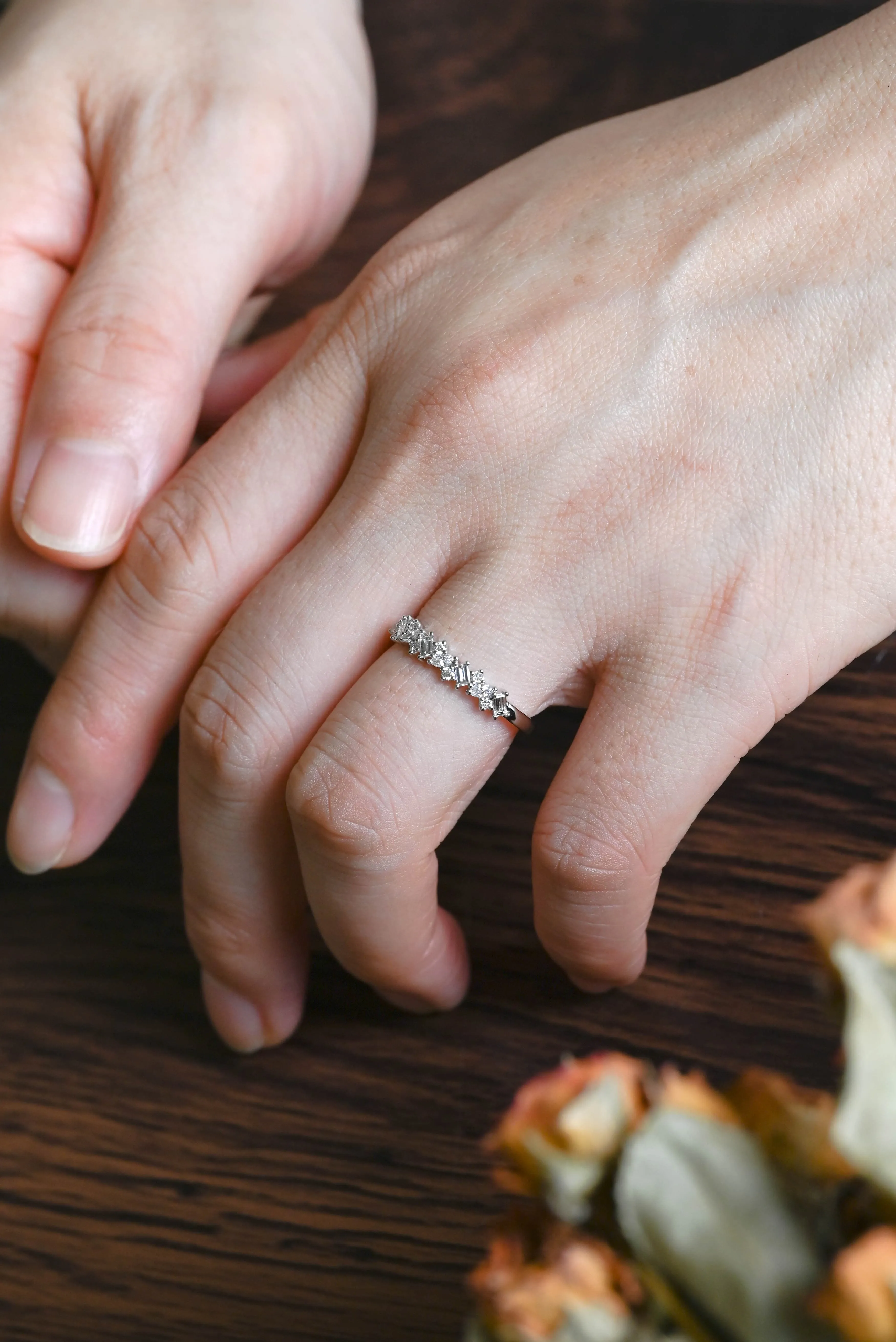 Solid Gold Half Eternity Round, Marquise & Baguette cut Lab Diamond Wedding Ring sold by Causyou product image thumbnail 2