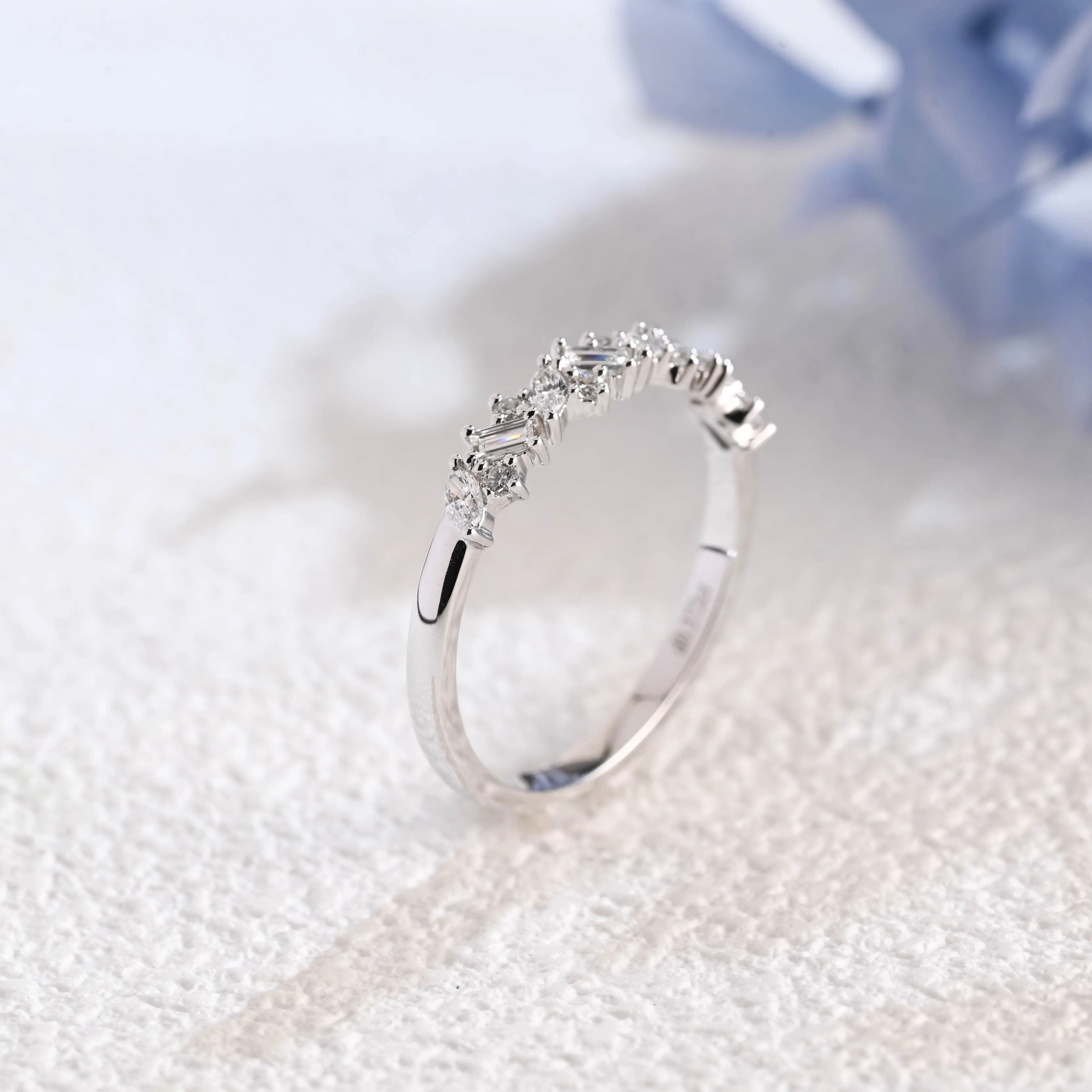 Solid Gold Half Eternity Round, Marquise & Baguette cut Lab Diamond Wedding Ring sold by Causyou product image thumbnail 5