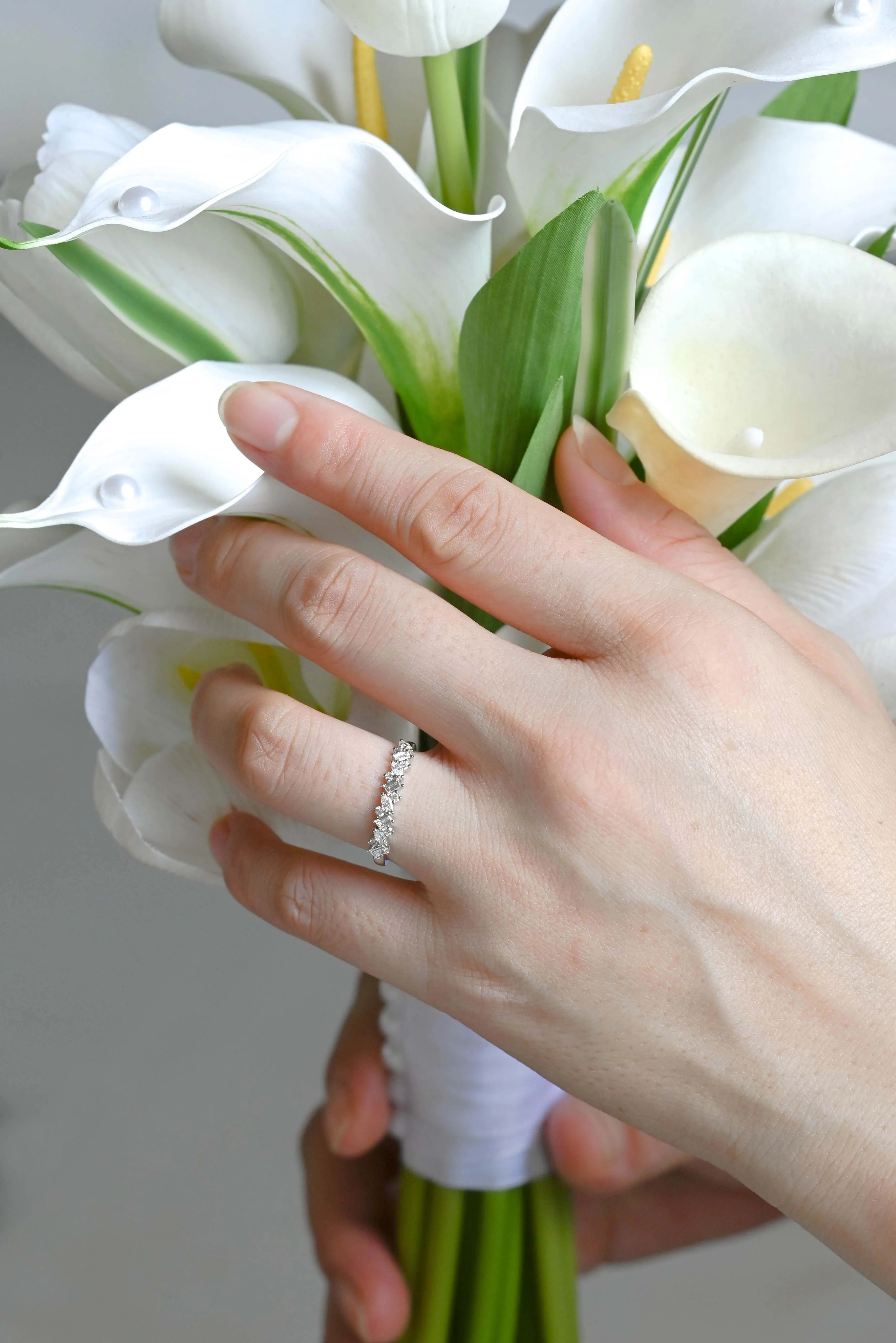 Solid Gold Half Eternity Round, Marquise & Baguette cut Lab Diamond Wedding Ring sold by Causyou product image thumbnail 3