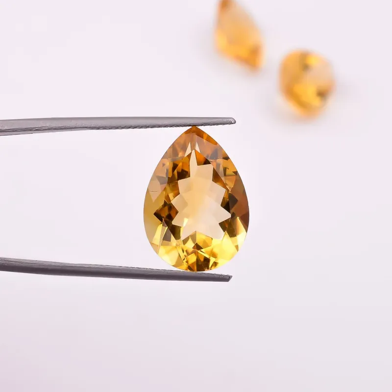 Natural Citrine Pear Gemstone, Faceted Yellow Loose Stone for Birthstone Jewelry Making made by Causyou