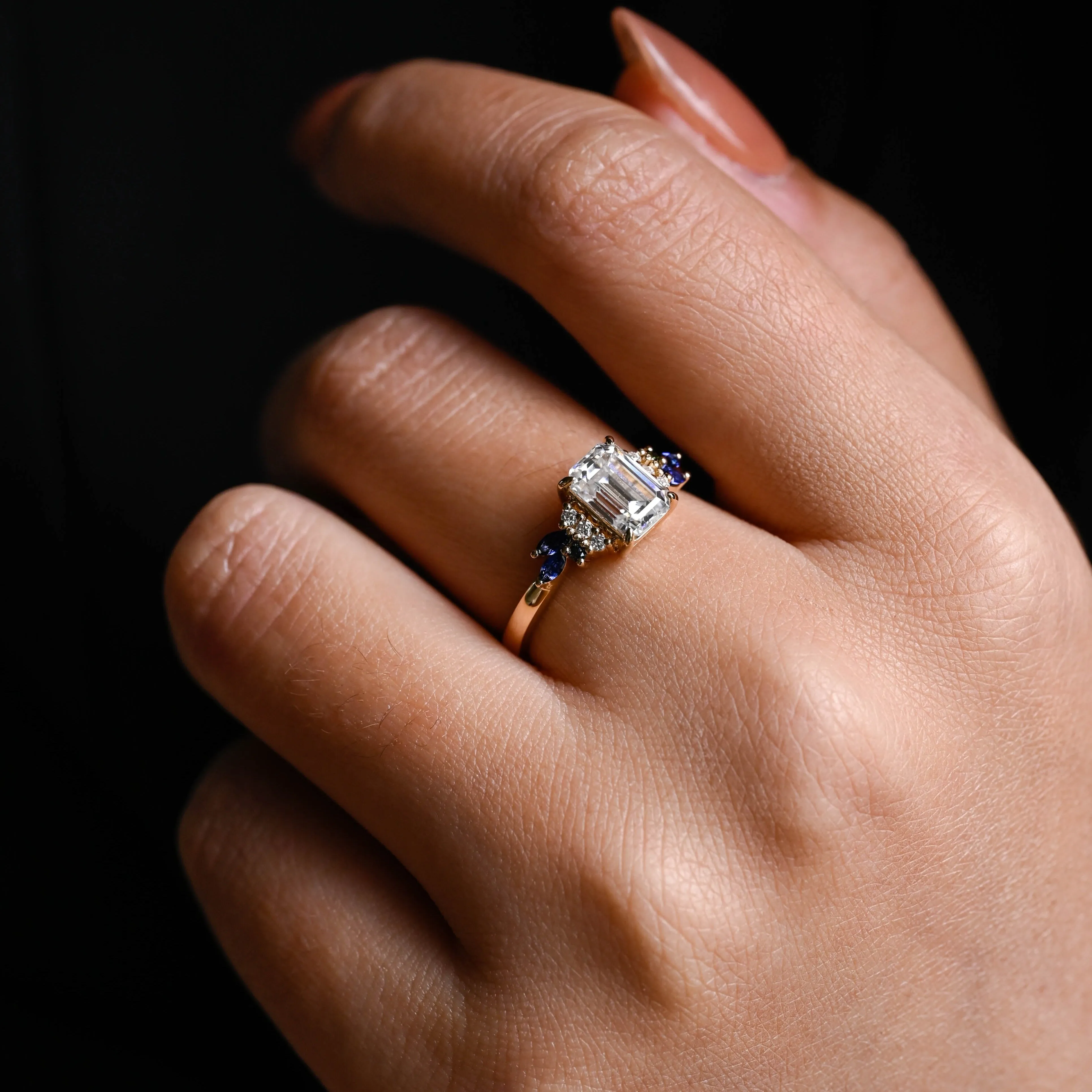 Solid Gold Emerald Cut Moissanite Engagement Ring, Promise Ring, Proposal Ring, Gift for Woman, Wife sold by Causyou product image thumbnail 3