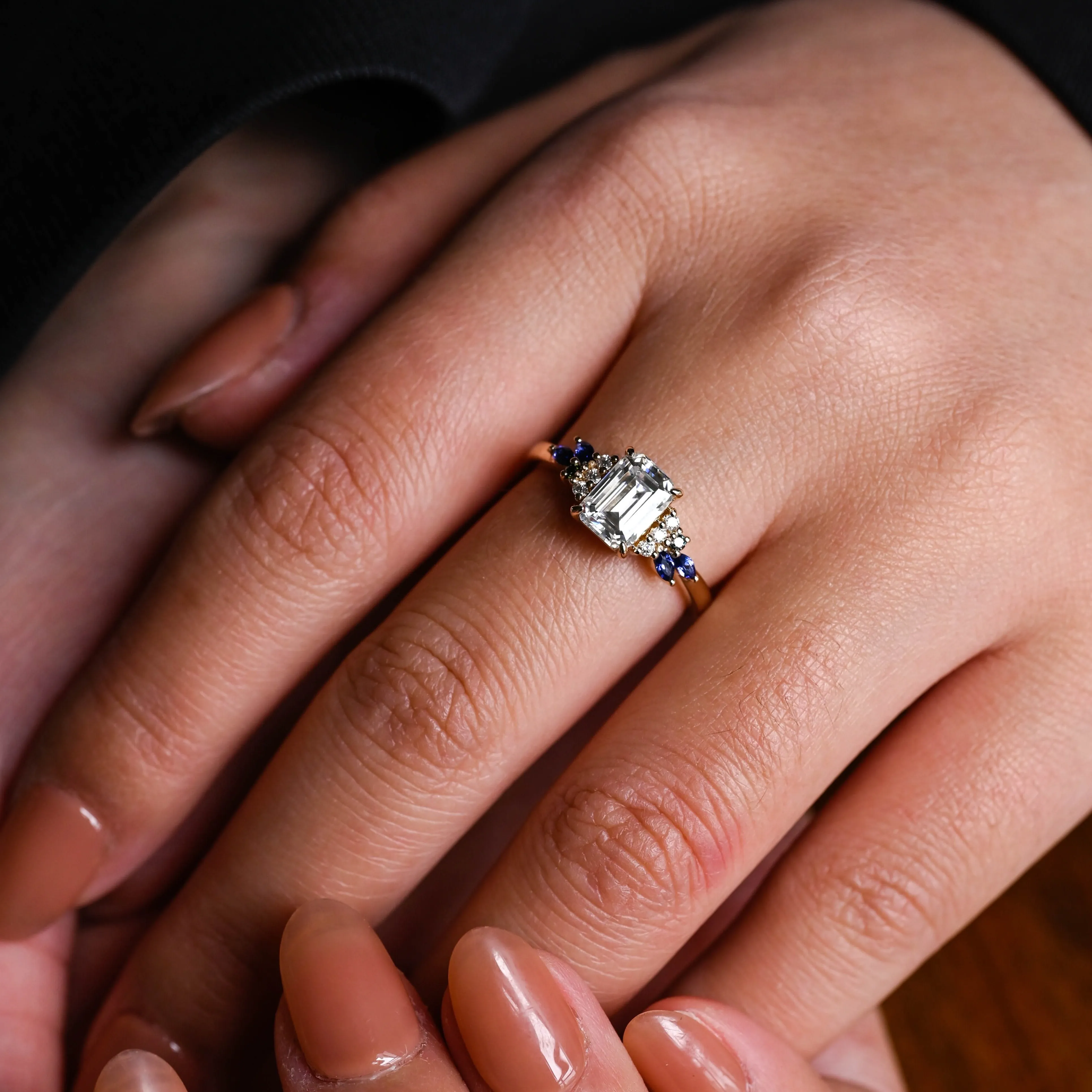 Solid Gold Emerald Cut Moissanite Engagement Ring, Promise Ring, Proposal Ring, Gift for Woman, Wife sold by Causyou product image thumbnail 4