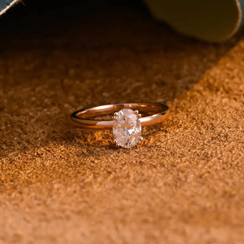 CausYou Solid Gold D/VS1 Oval Cut Lab Grown Diamond Engagement Ring, 8 Prongs Wedding Bridal Ring sold by Causyou