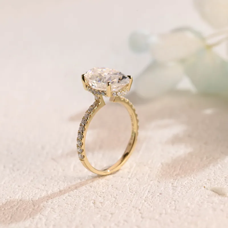 Solid Gold Oval Cut Moissanite Engagement Ring, Promise Ring, Proposal Ring, Gift for Women, Wife sold by Causyou