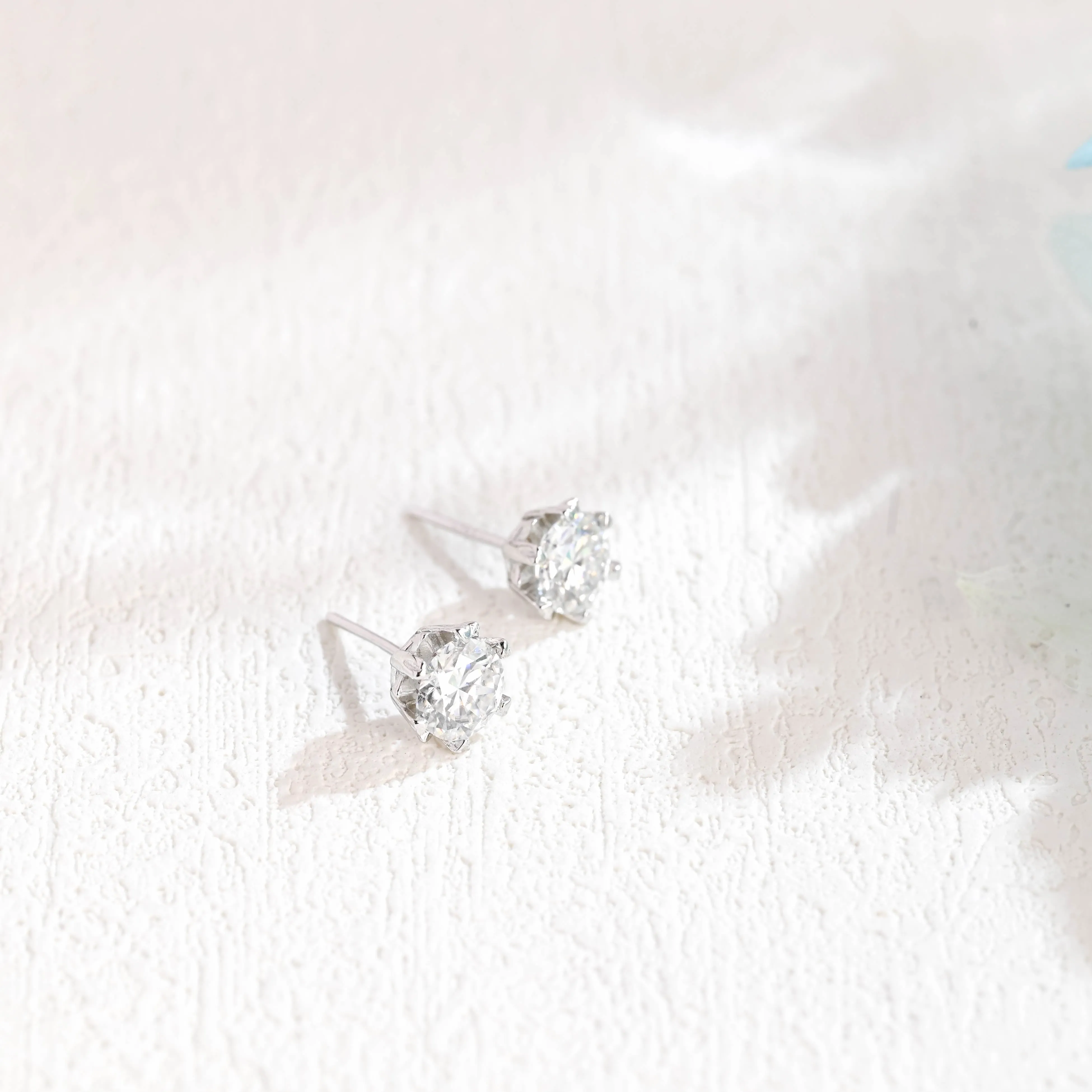 Solid Gold Round Cut Moissanite Earrings, Gold Studs sold by Causyou product image thumbnail 5