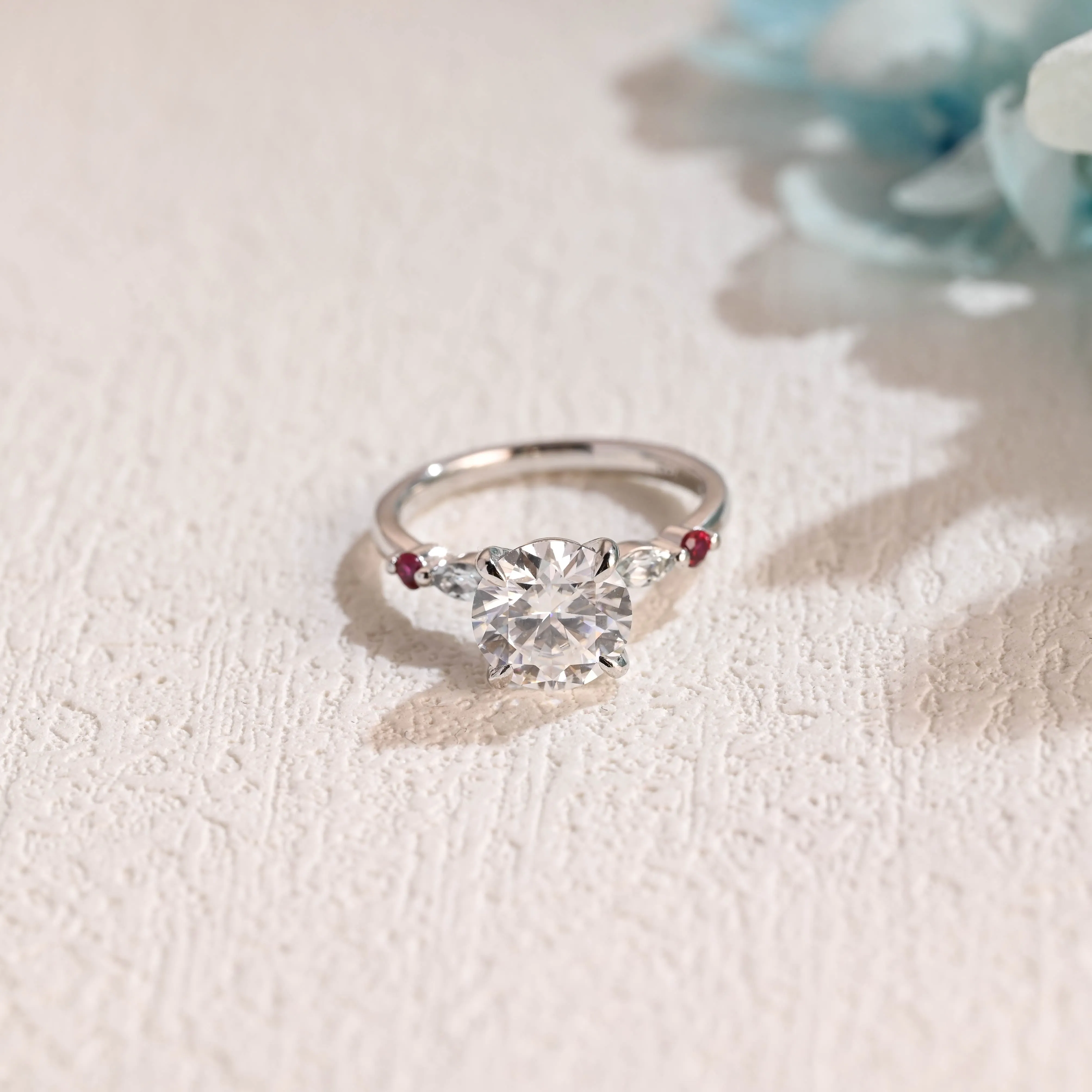 Solid Gold Round Cut Moissanite Engagement Ring, Promise Ring, Proposal Ring, Gift for Women Wife sold by Causyou