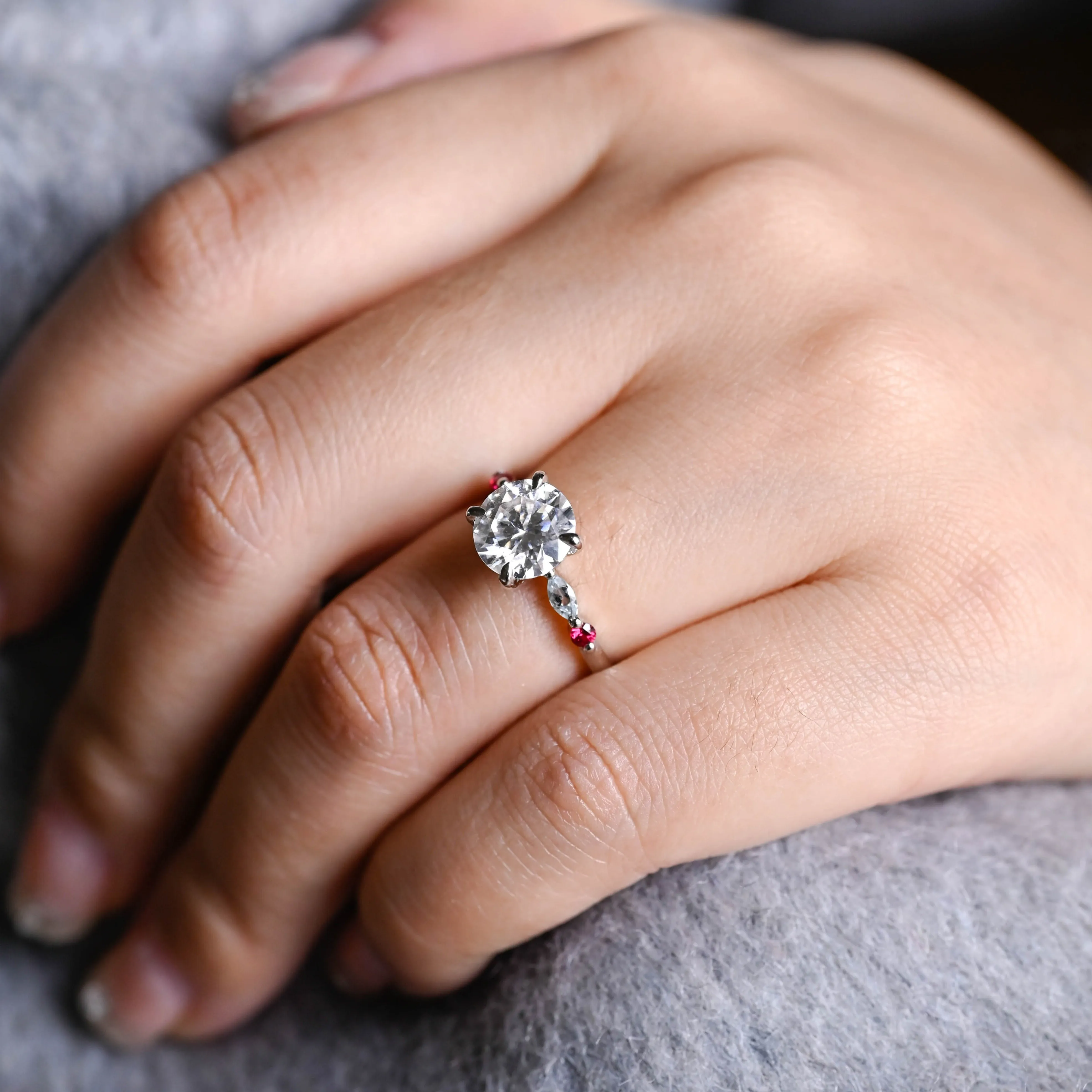 Solid Gold Round Cut Moissanite Engagement Ring, Promise Ring, Proposal Ring, Gift for Women Wife sold by Causyou product image thumbnail 2