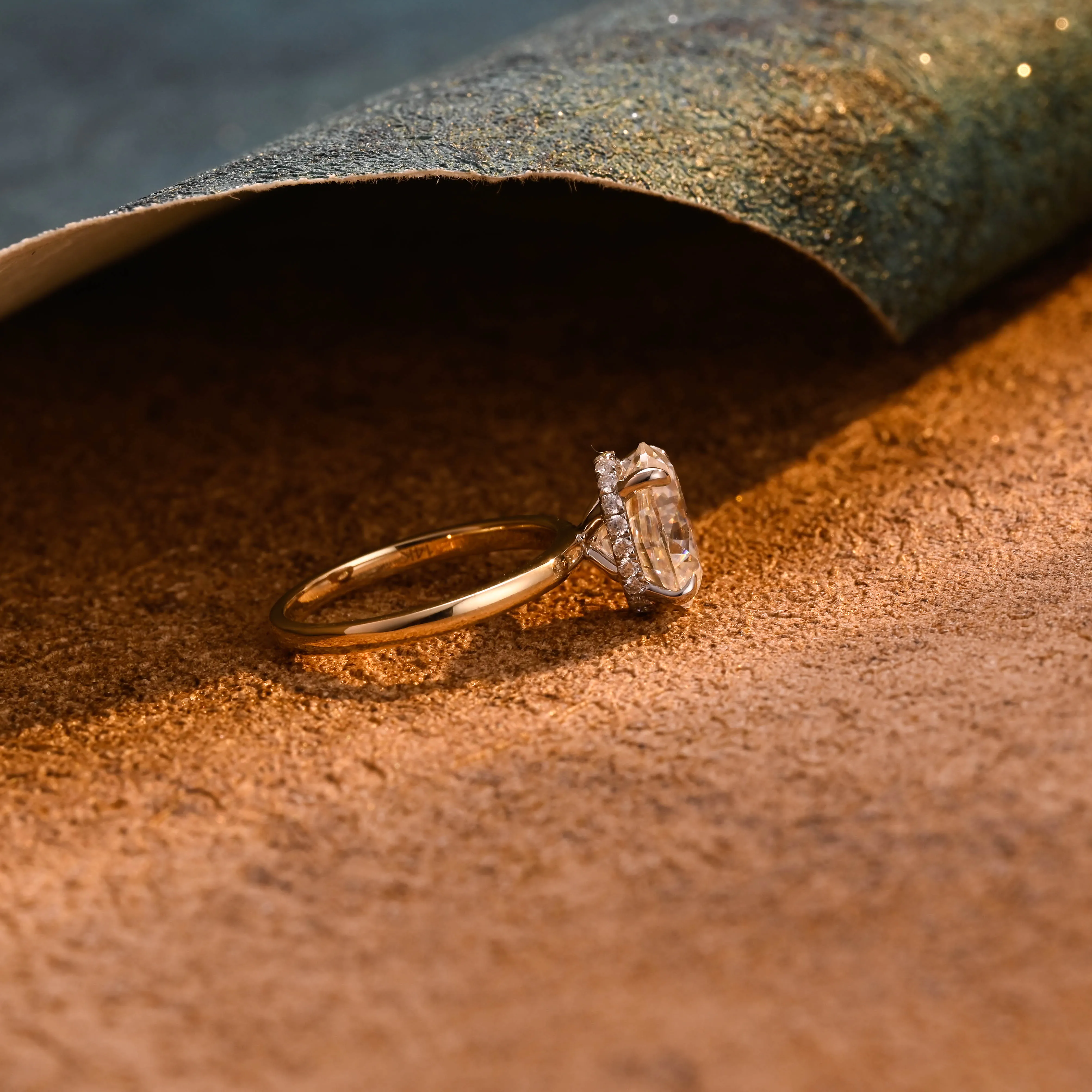 CausYou Solid Gold D/VS1 Hidden Halo Oval Cut Lab Grown Diamond Wedding Ring, Two Tone Unique Engagement Ring sold by Causyou product image thumbnail 5