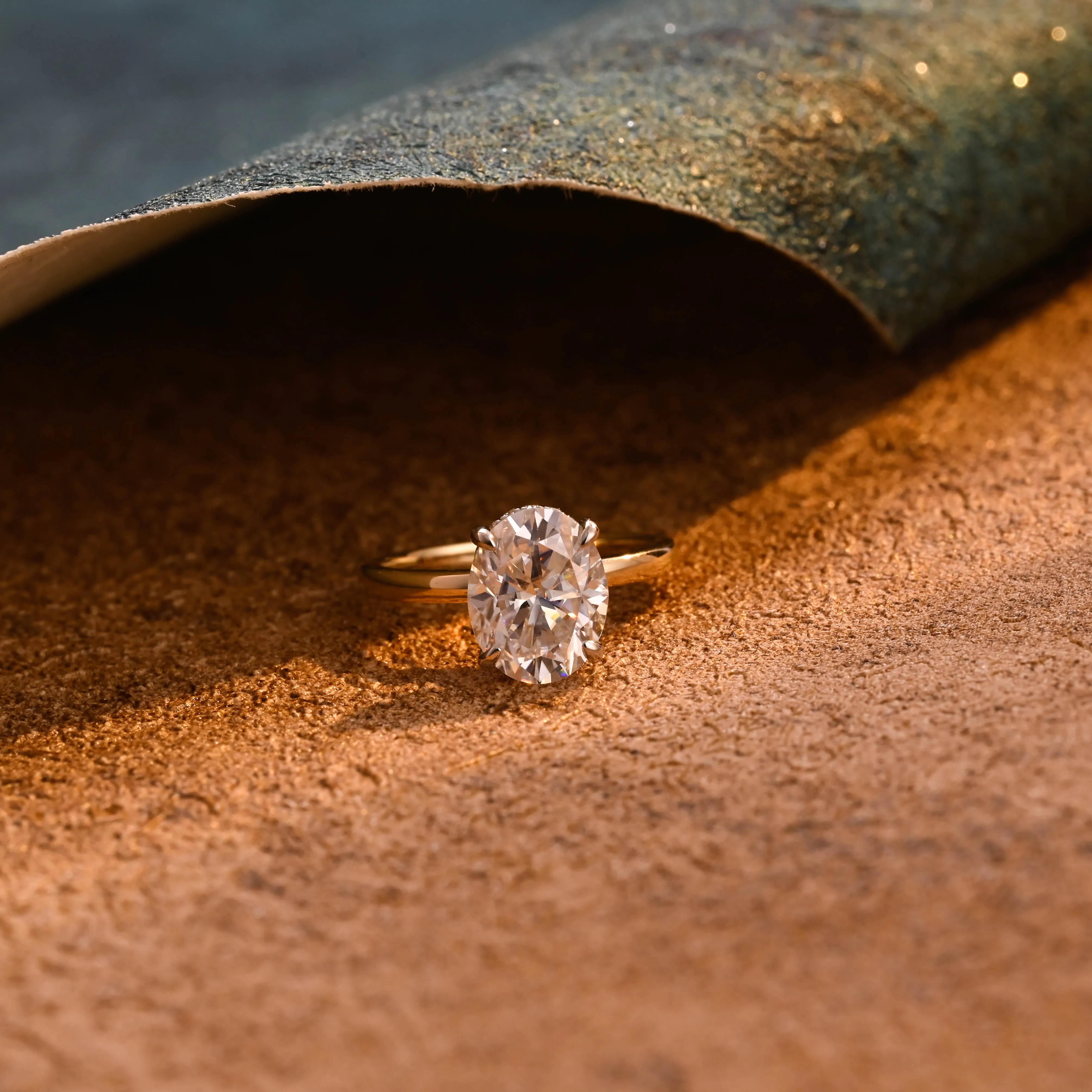 CausYou Solid Gold D/VS1 Hidden Halo Oval Cut Lab Grown Diamond Wedding Ring, Two Tone Unique Engagement Ring sold by Causyou