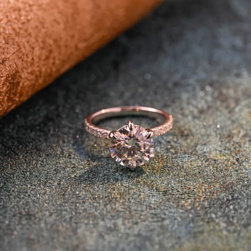 Solid Gold D/VS1 Round Cut Diamond Engagement Ring, Lab Grown Diamond Promise Ring, Gift for Women Wife sold by Causyou