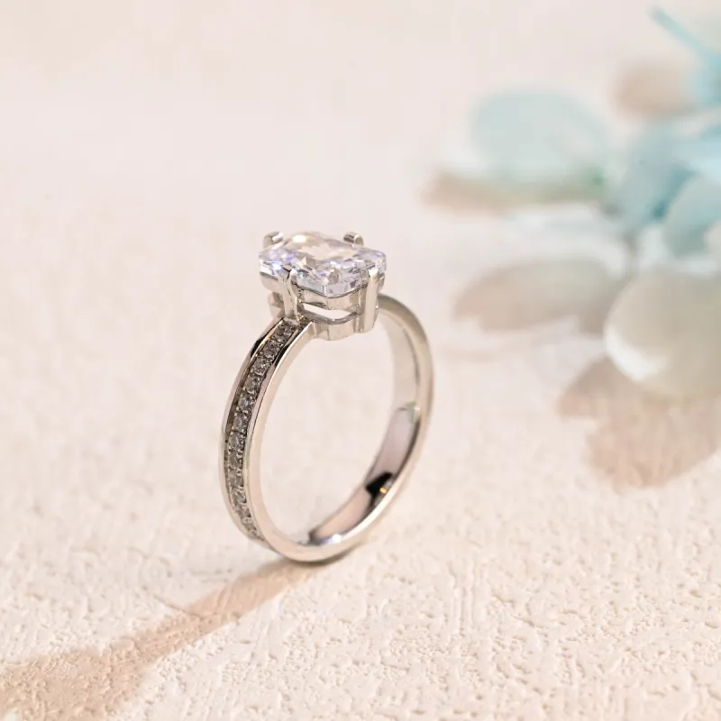 Solid Gold Radiant Cut Moissanite Engagement Ring, Promise Ring, Wedding Ring, Gift for Women Wife sold by Causyou