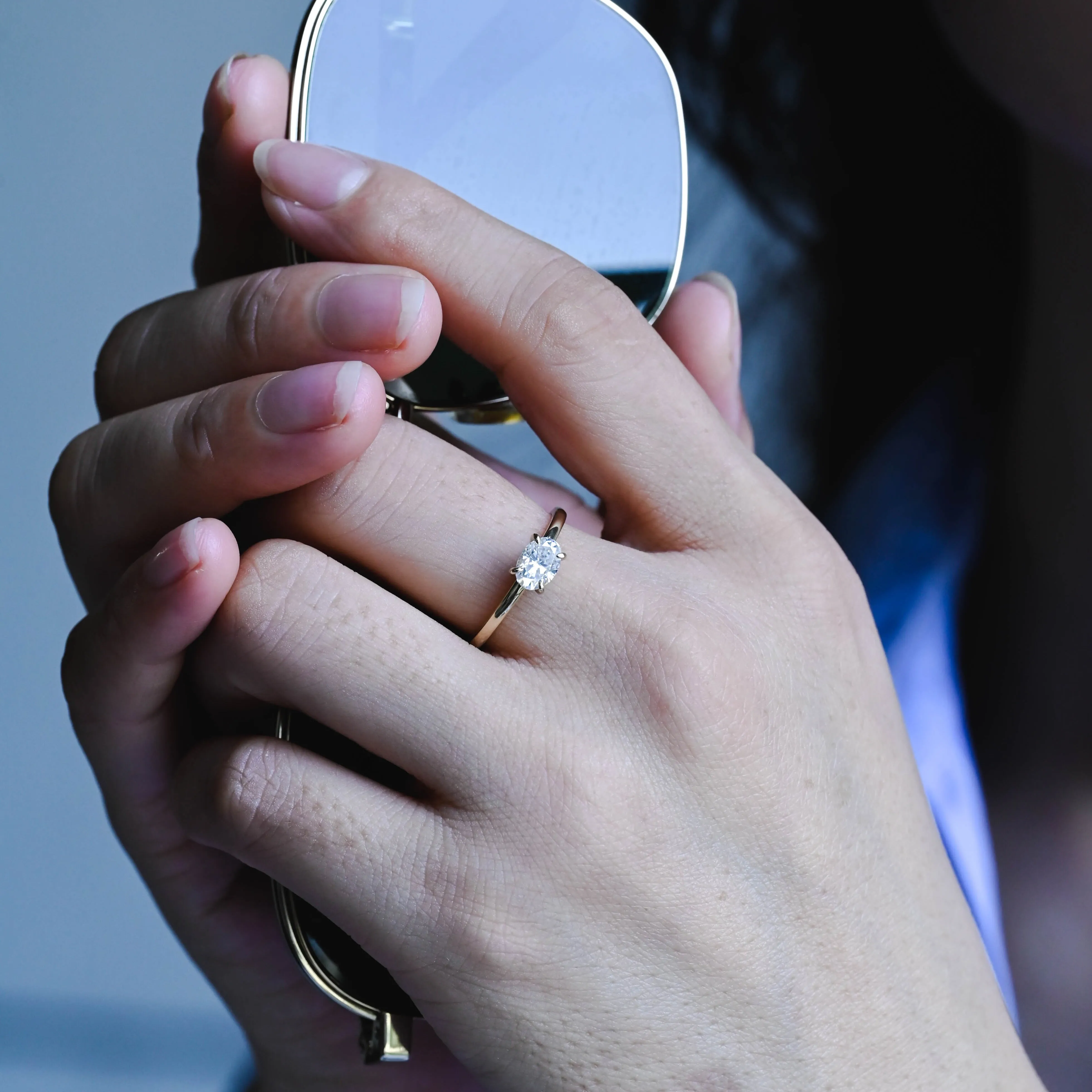 CausYou Solid Gold D/VS1 East West Oval Cut Lab Grown Diamond Ring, Solitaire Wedding Engagement Ring sold by Causyou product image thumbnail 2