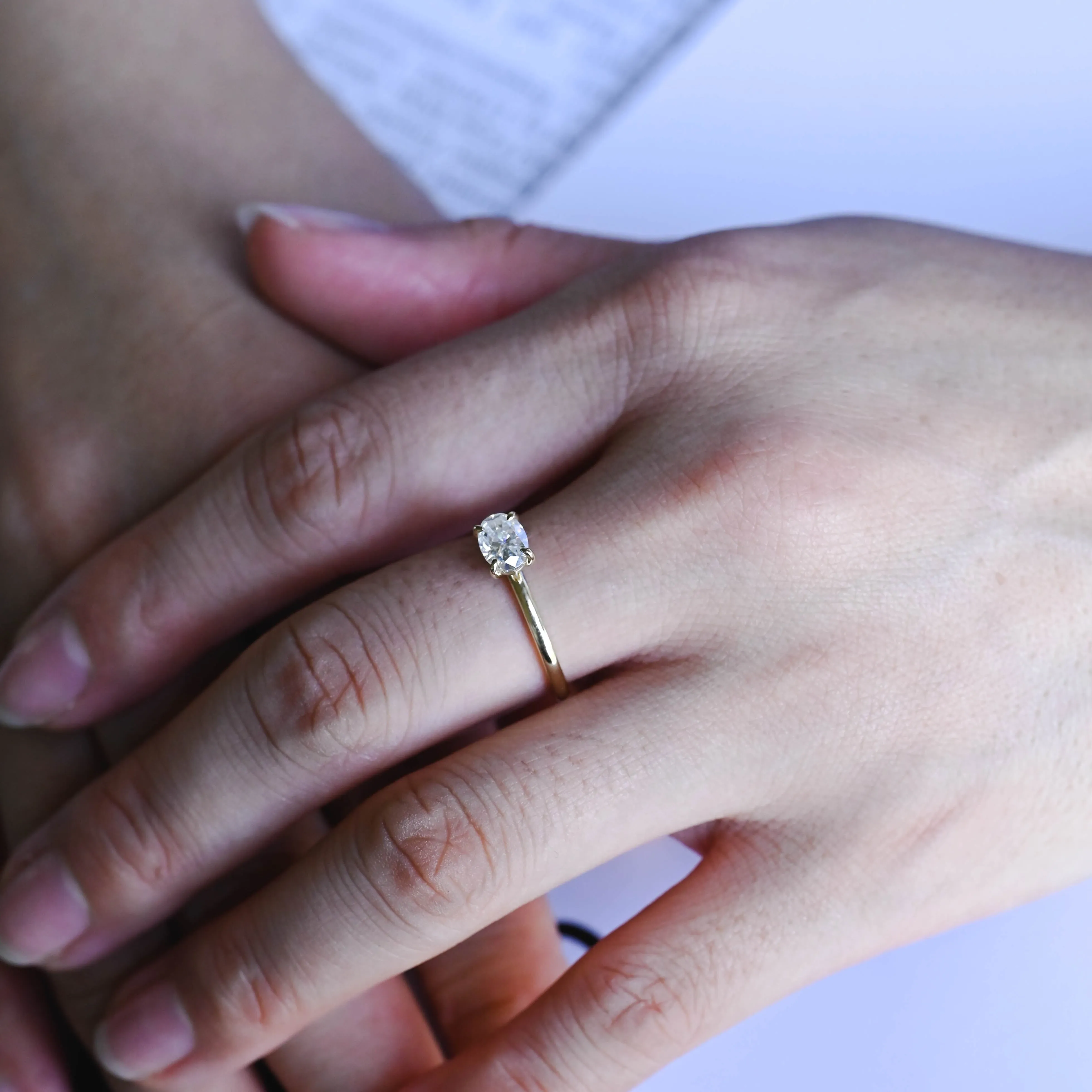 CausYou Solid Gold D/VS1 East West Oval Cut Lab Grown Diamond Ring, Solitaire Wedding Engagement Ring sold by Causyou product image thumbnail 4