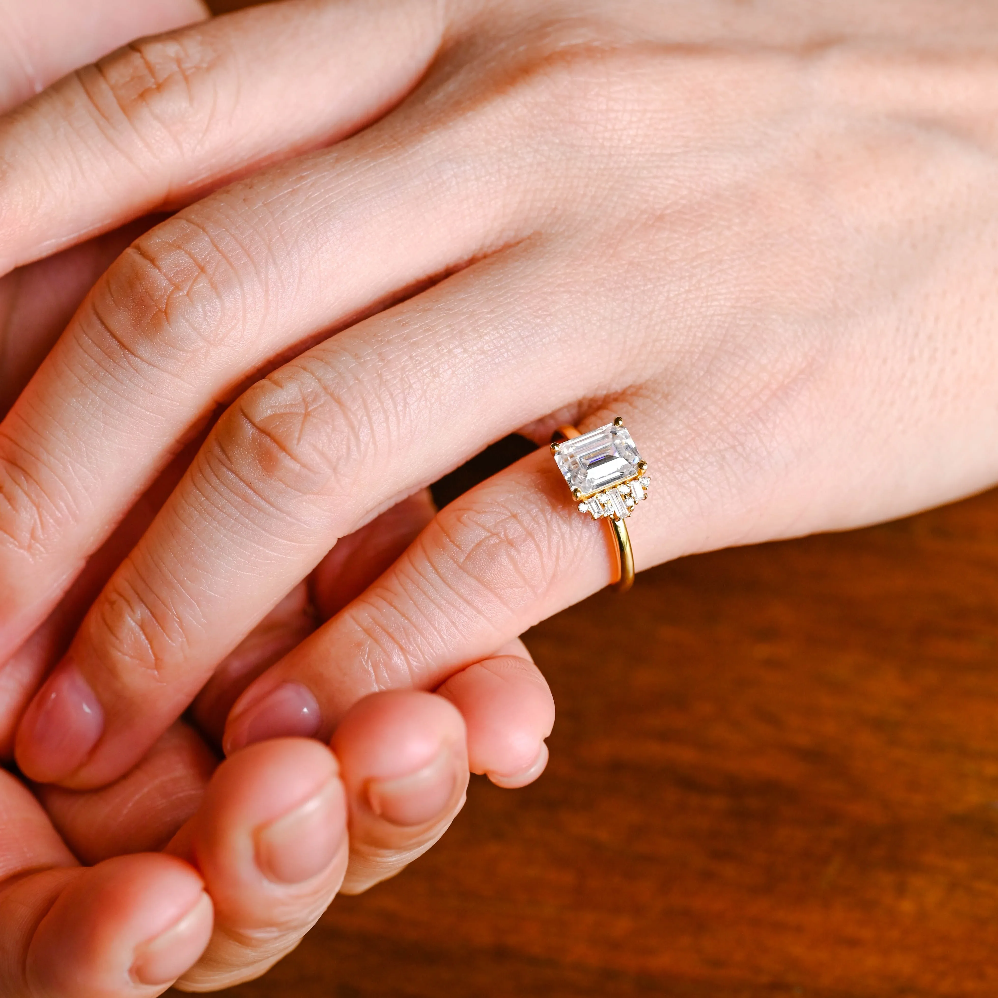 Solid Gold Emerald Cut Moissanite Engagement Ring, Promise Ring, Proposal Ring, Gift for Women, Wife sold by Causyou product image thumbnail 4