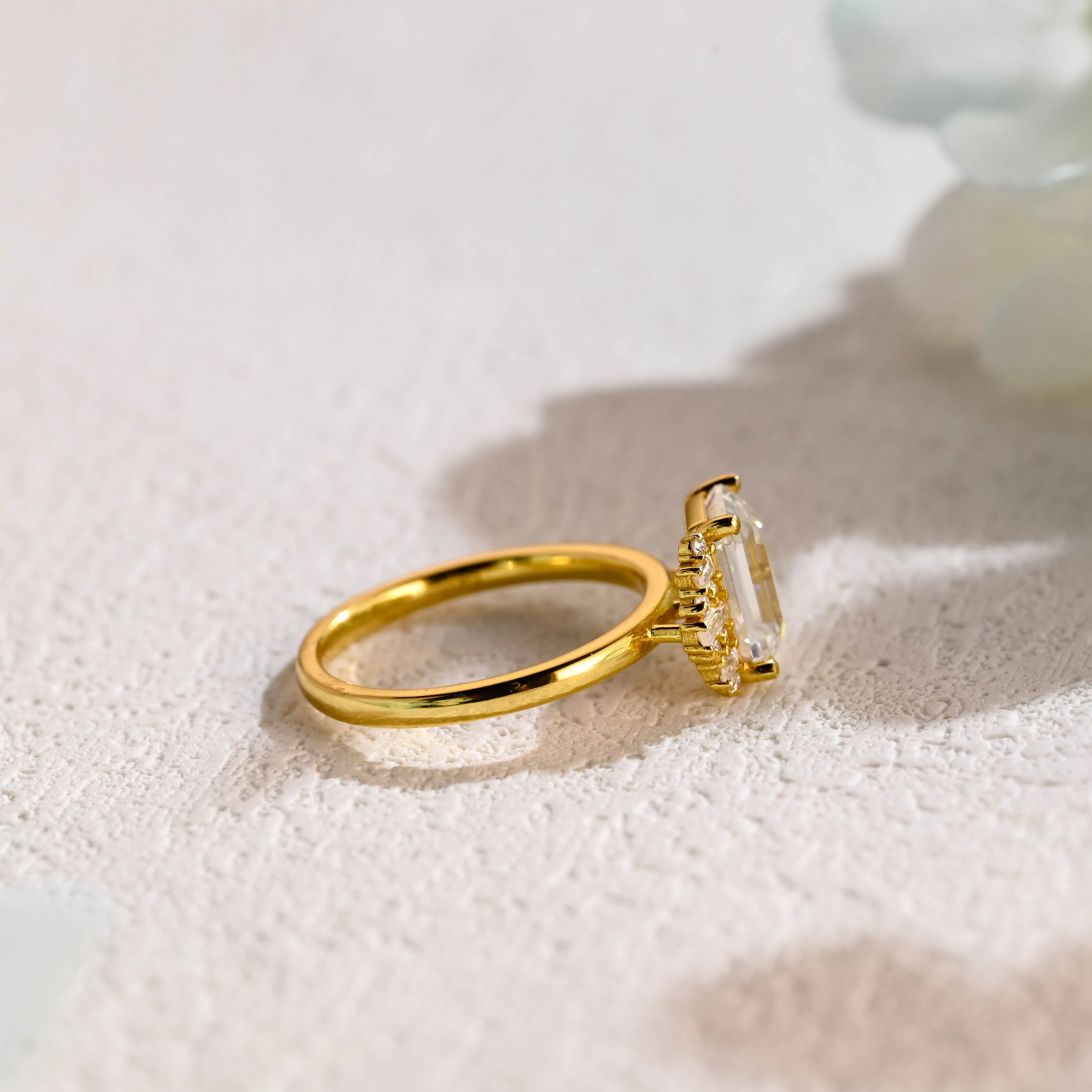 Solid Gold Emerald Cut Moissanite Engagement Ring, Promise Ring, Proposal Ring, Gift for Women, Wife sold by Causyou product image thumbnail 5
