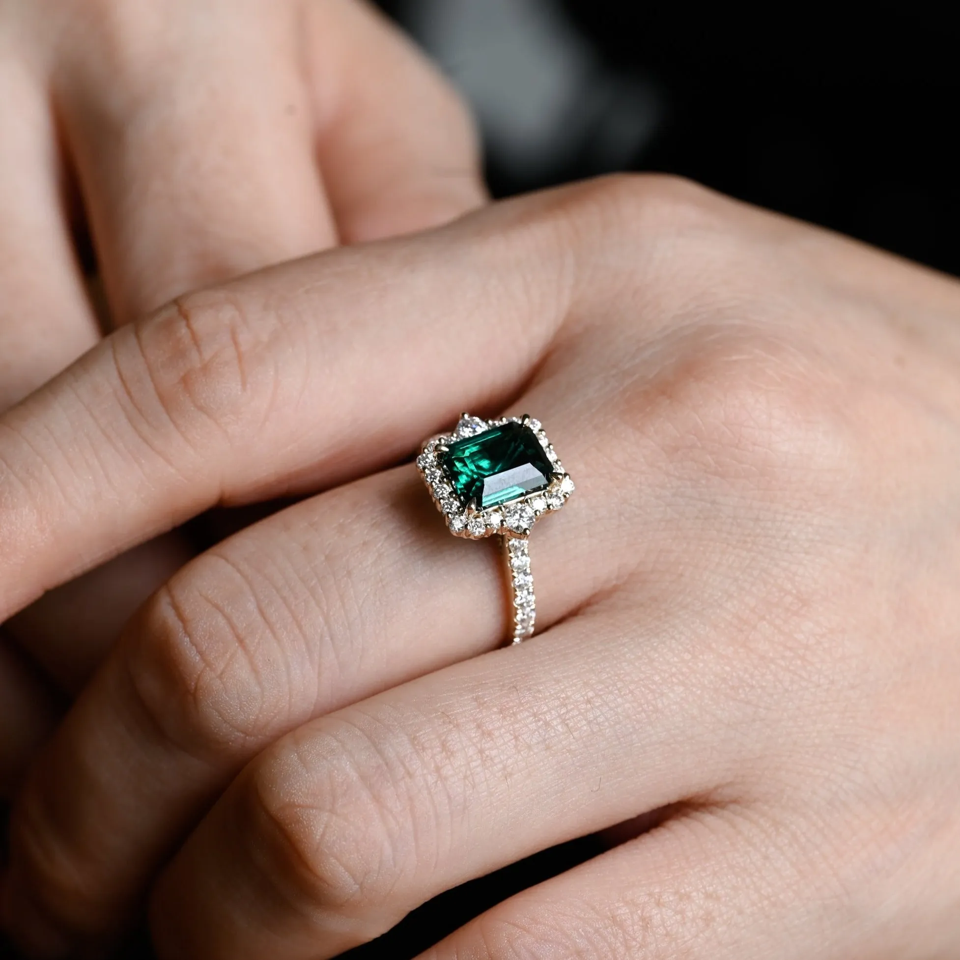 Solid Gold Lab Grown Emerald Engagement Ring sold by Causyou product image thumbnail 4