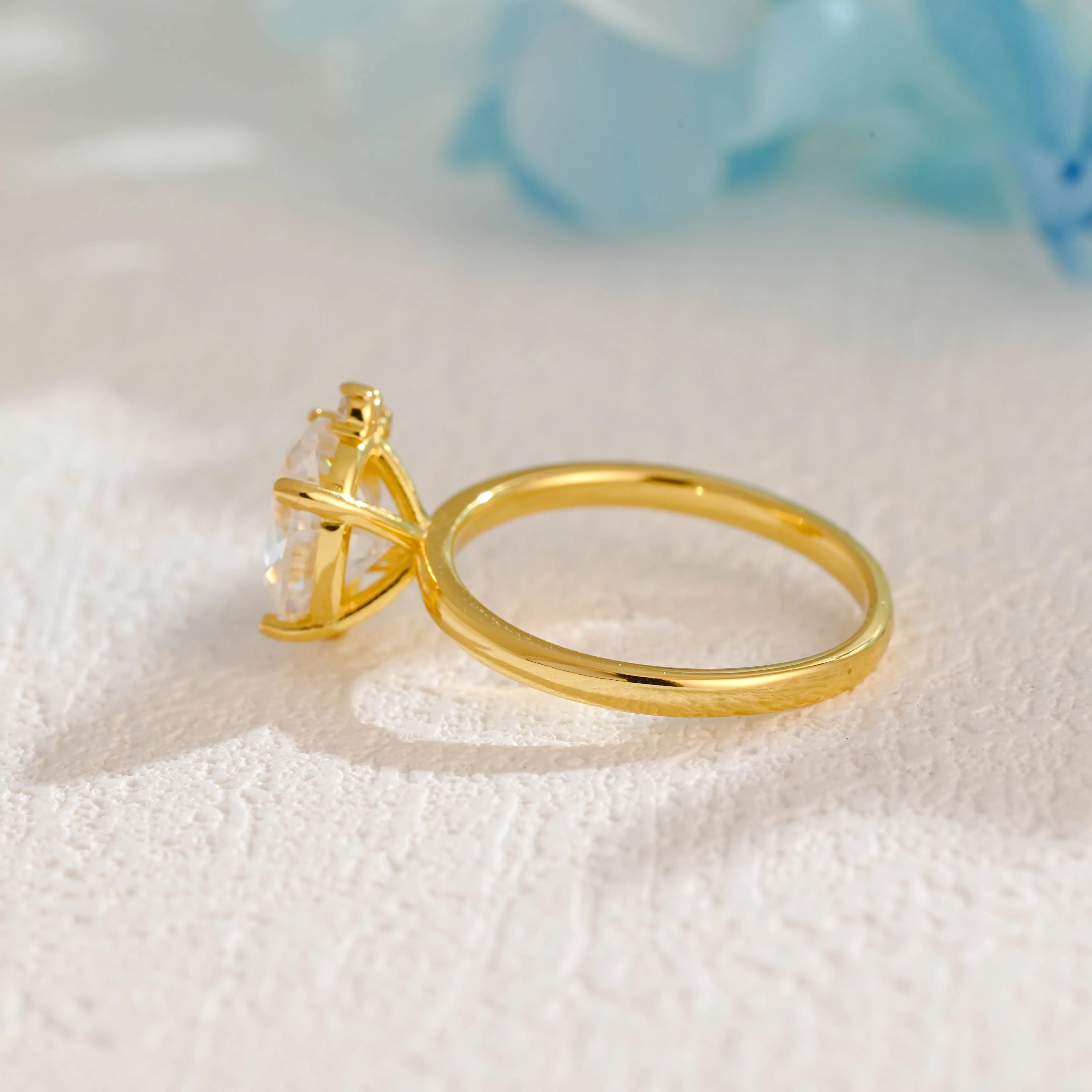 Solid Gold Oval Cut Moissanite Engagement Ring, Promise Ring, Proposal Ring, Gift for Women Wife sold by Causyou product image thumbnail 3