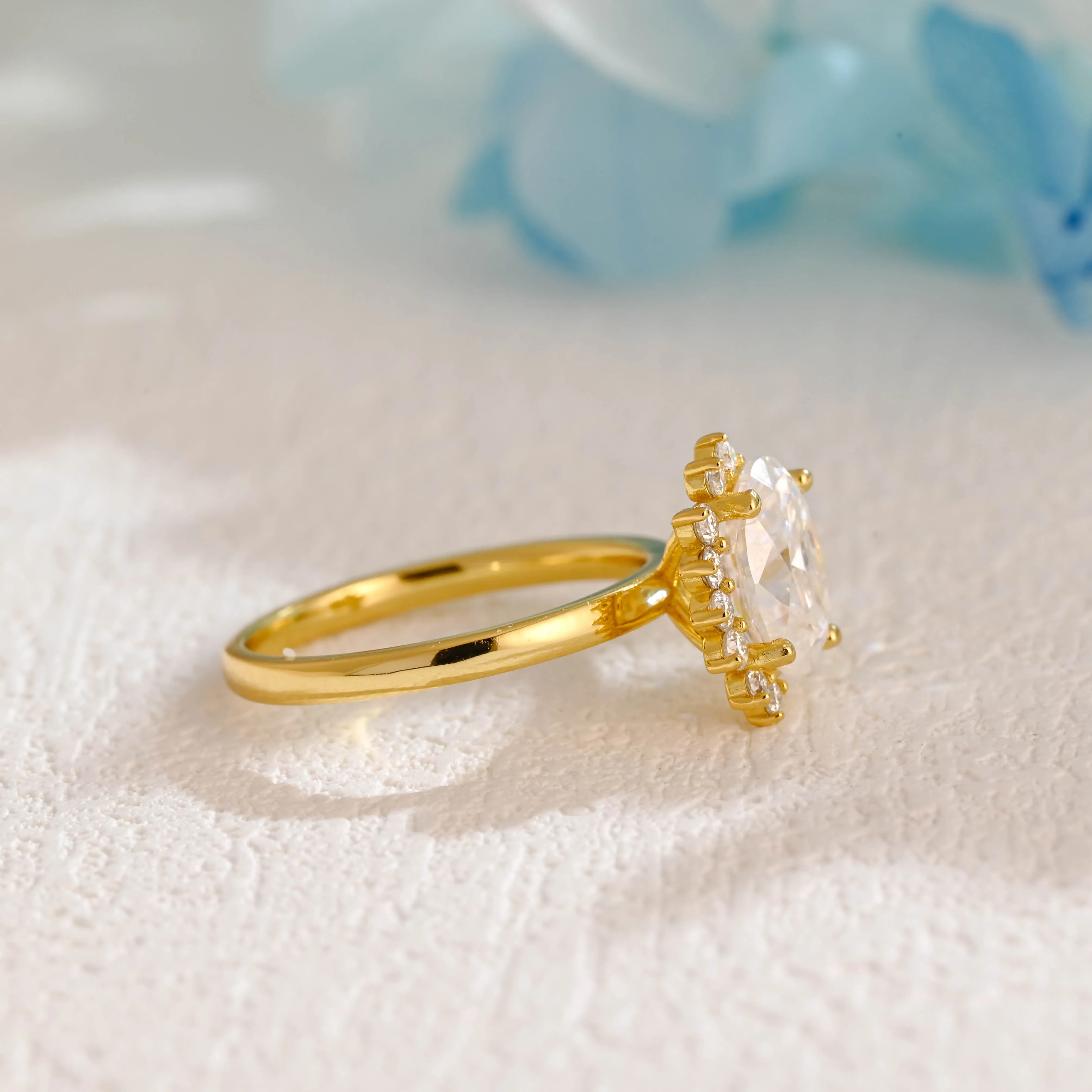 Solid Gold Oval Cut Moissanite Engagement Ring, Promise Ring, Proposal Ring, Gift for Women Wife sold by Causyou product image thumbnail 5