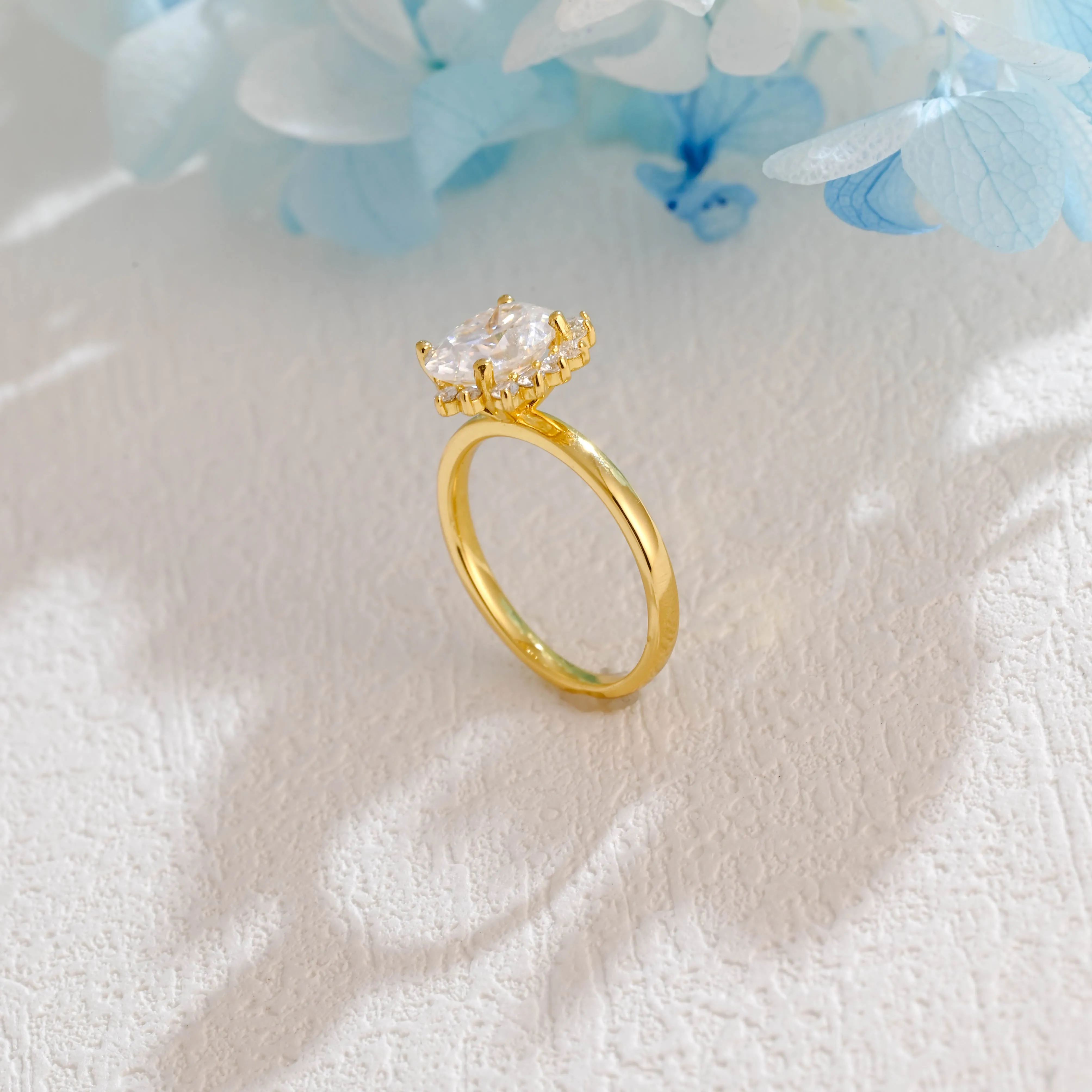 Solid Gold Oval Cut Moissanite Engagement Ring, Promise Ring, Proposal Ring, Gift for Women Wife sold by Causyou product image thumbnail 2