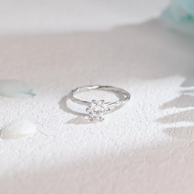 Solid Gold Round Cut Moissanite Engagement Ring, Promise Ring, Proposal Ring, Gift for Woman, Wife sold by Causyou