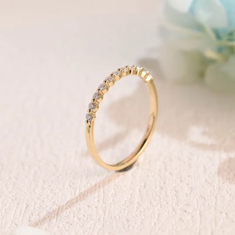 Solid Gold Half Eternity Round Cut Moissanite Wedding Band sold by Causyou