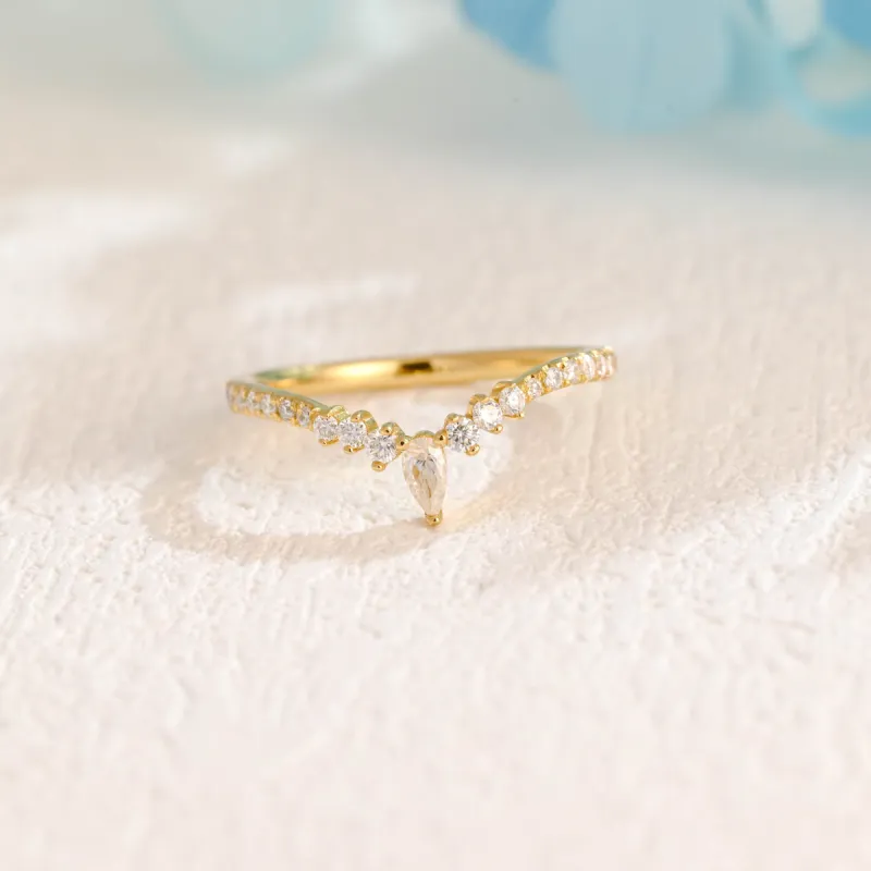 Solid Gold Curved Stacking Moissanite Wedding Band sold by Causyou