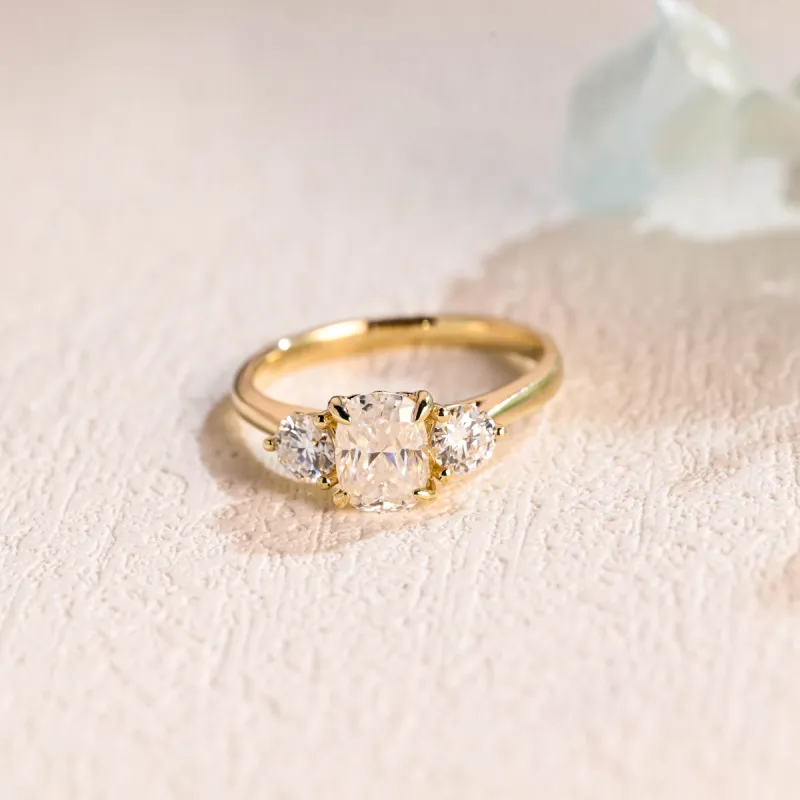 Solid Gold Elongated Cushion Cut Moissanite Engagement Ring, Promise Ring, Proposal Ring, Gift for Women Wife made by Causyou