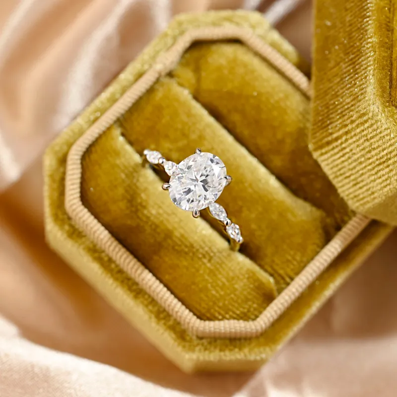 CausYou Solid Gold Oval Cut Moissanite Engagement Ring, Classic Promise Ring, Proposal Ring, Gift for Woman, Wife sold by Causyou