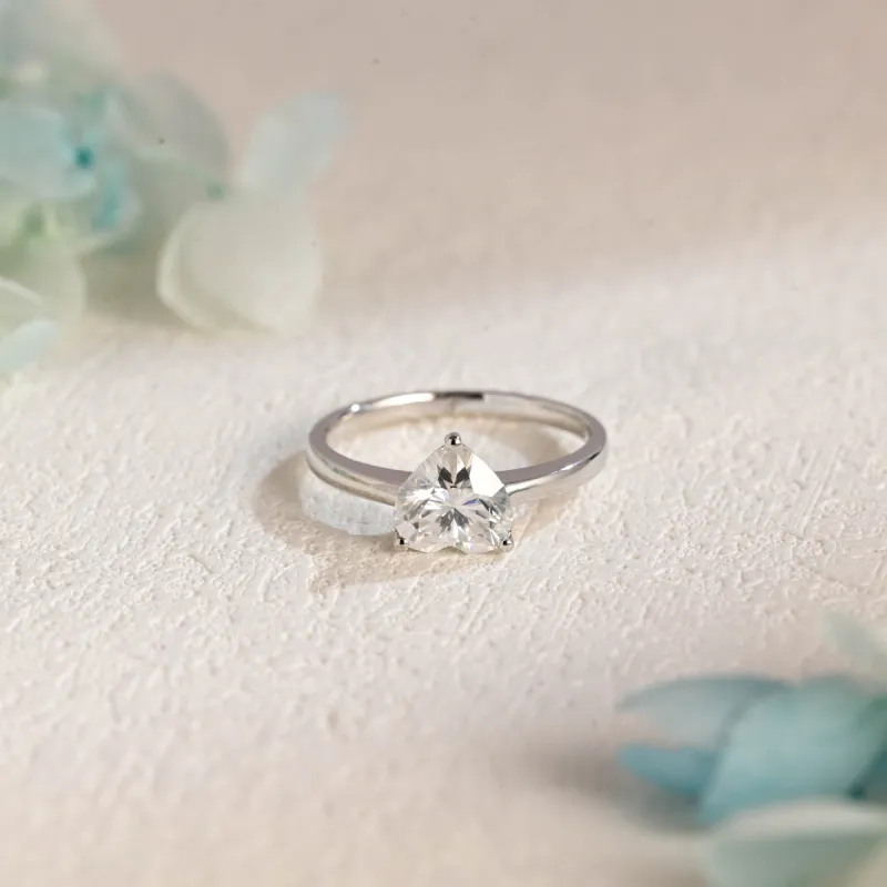 CausYou Solid Gold Solitaire Heart Moissanite Engagement Ring, Wedding Ring, Promise Bridal Ring for Women Wife sold by Causyou