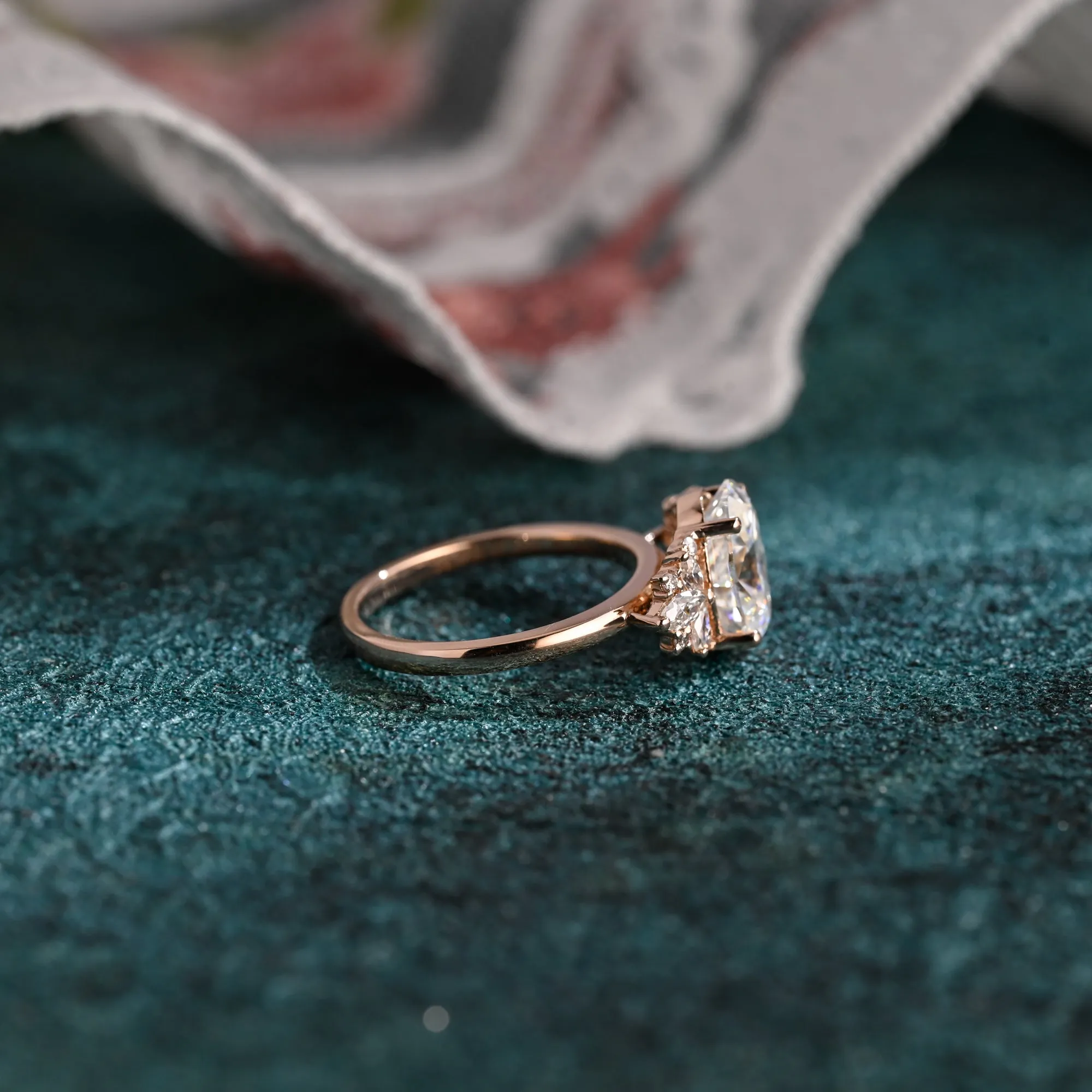 CausYou Solid Gold D/VS1 Cluster Oval Cut Lab Grown Diamond Engagement Ring, Multi-Stone Diamond Wedding Ring sold by Causyou product image thumbnail 5