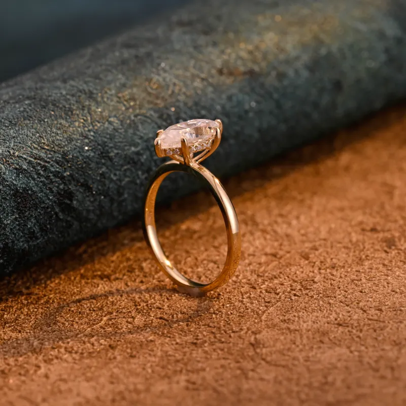 CausYou Solid Gold D/VS1 Marquise Cut Lab Grown Diamond Engagement Ring, Solitaire Wedding Promise Ring sold by Causyou