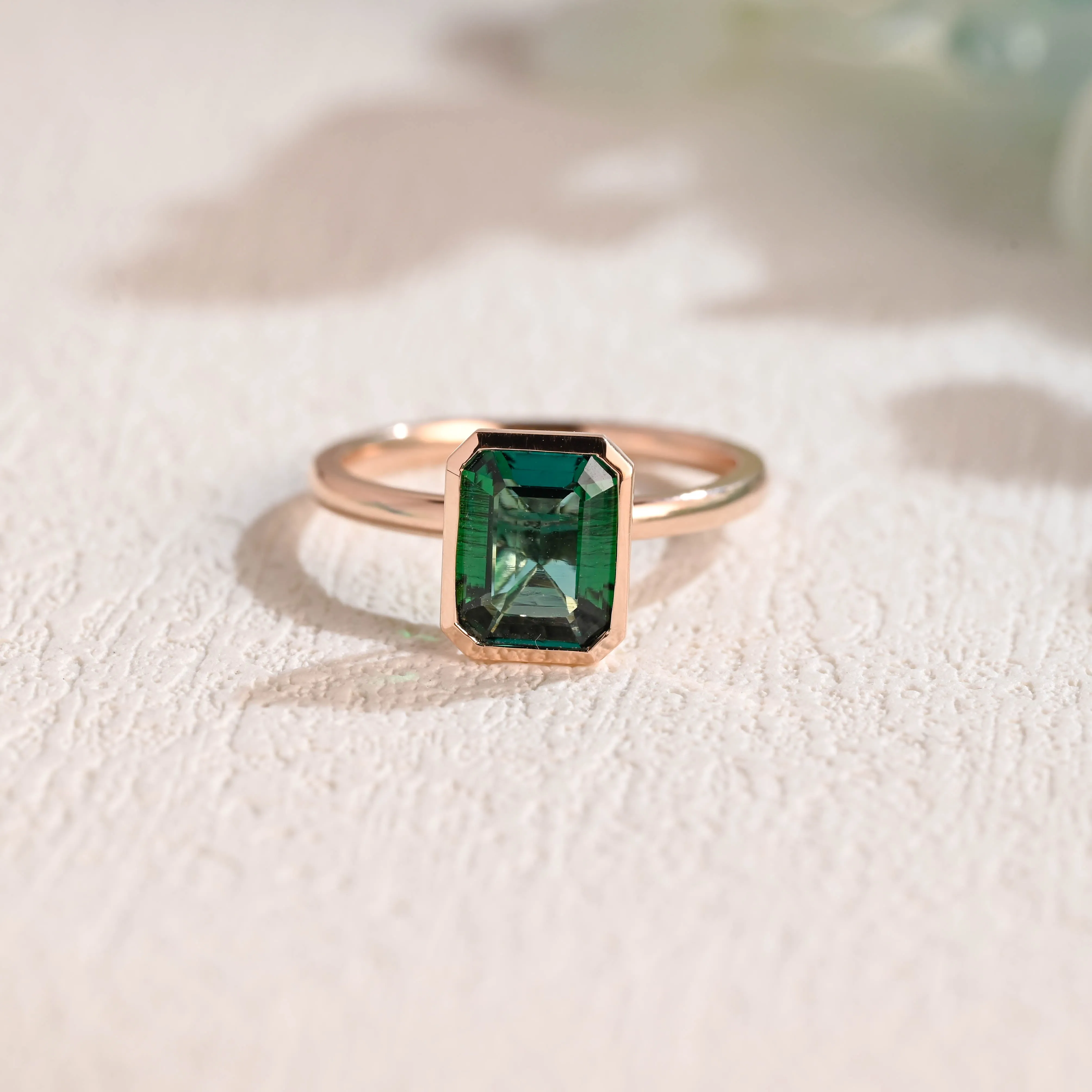 CausYou Solid Gold Lab Grown Emerald Engagement Ring Bezel Ring, Solitaire Emerald Ring, Promise Ring, Proposal Ring, Gift for Women Wife sold by Causyou
