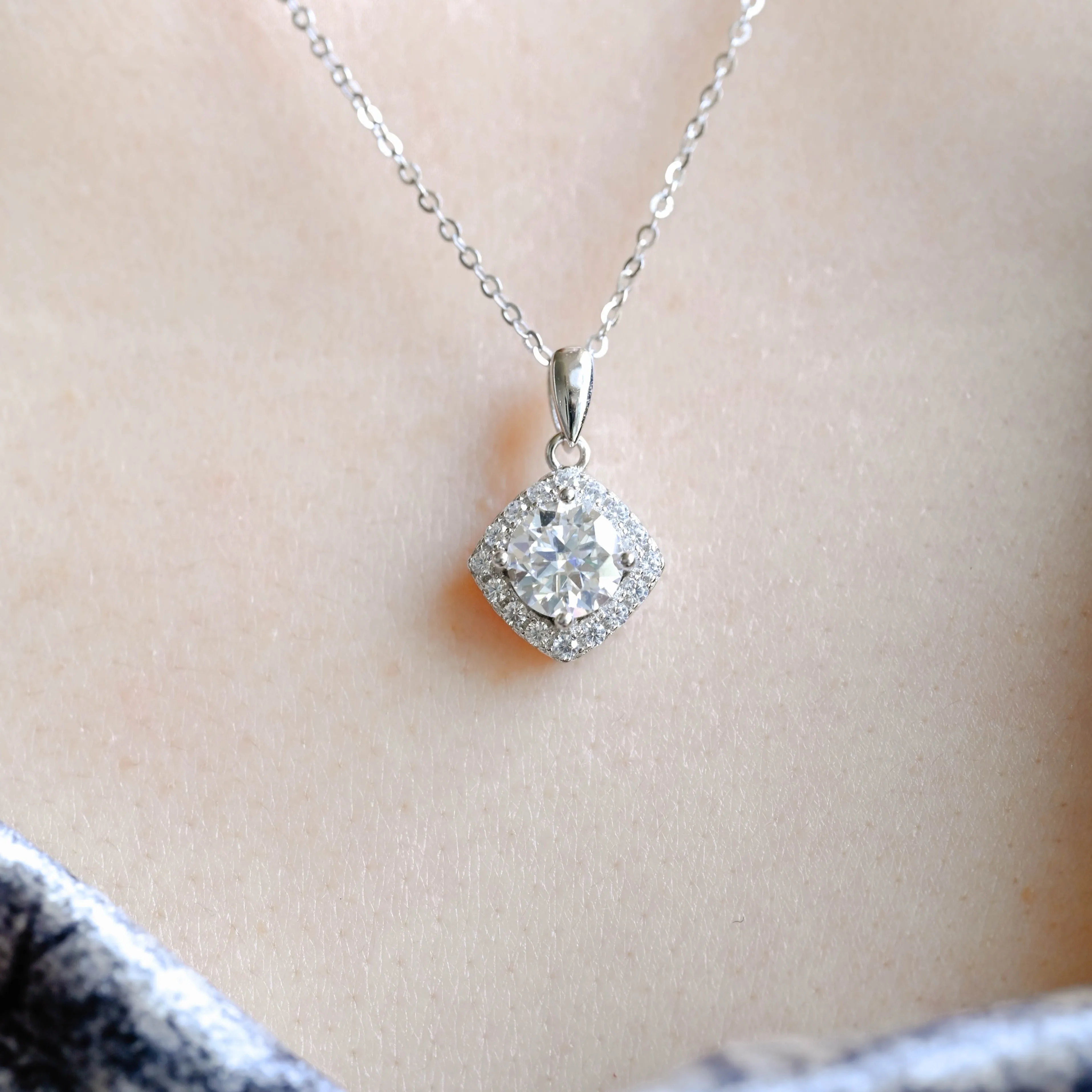 Solid Gold Round Cut Moissanite Pendant, Vintage Style Wedding Necklace, Gift for Women sold by Causyou product image thumbnail 4