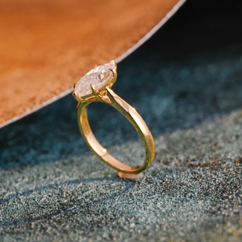 CausYou Solid Gold D/VS1 Marquise Cut Lab Grown Diamond Ring, Solitaire Bridal Engagement Ring sold by Causyou