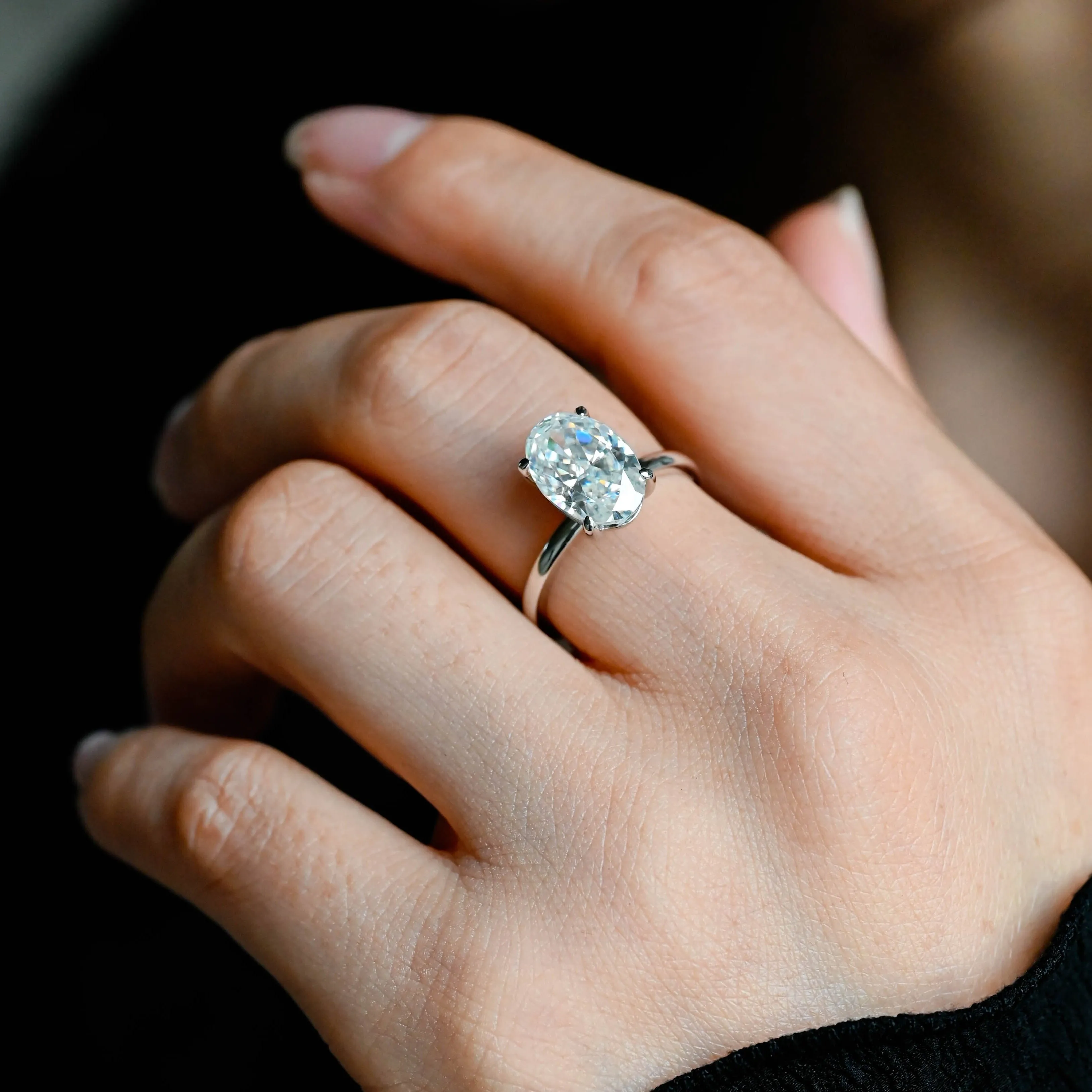 CausYou Solid Gold D/VS1 Oval Cut Lab Grown Diamond Engagement Ring, Solitaire Wedding Bridal Ring sold by Causyou product image thumbnail 2