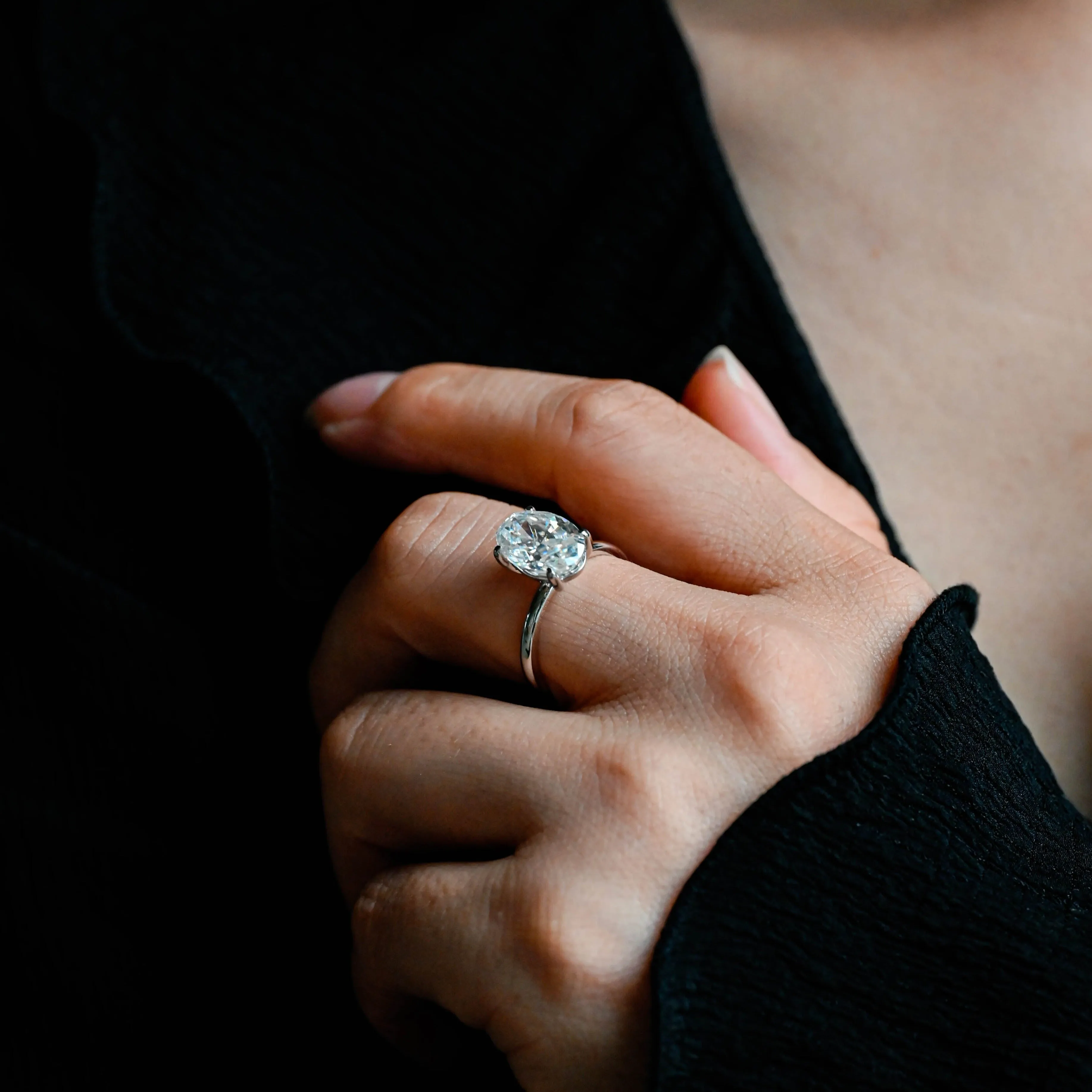 CausYou Solid Gold D/VS1 Oval Cut Lab Grown Diamond Engagement Ring, Solitaire Wedding Bridal Ring sold by Causyou product image thumbnail 4