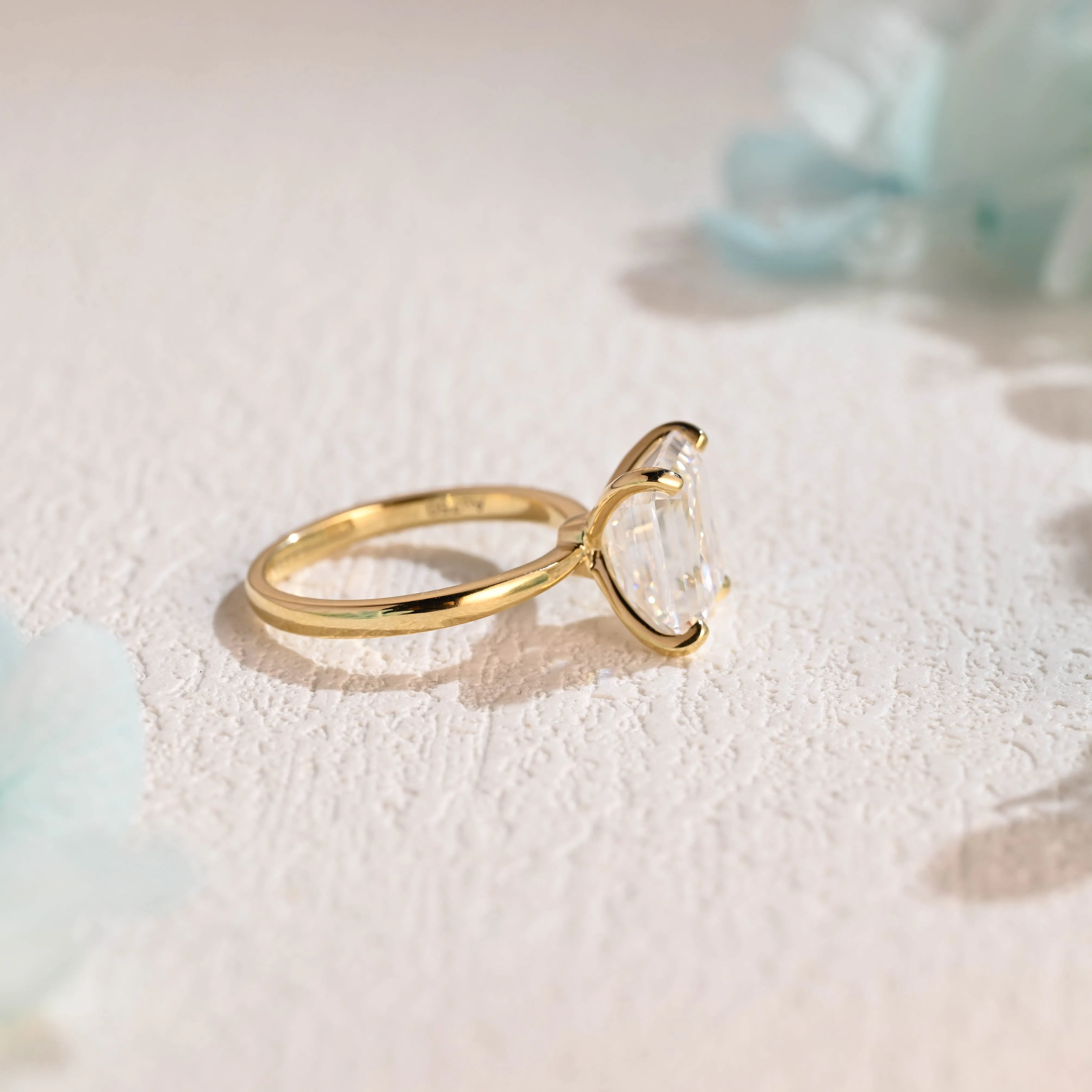 CausYou Solid Gold Emerald Cut Moissanite Engagement Ring sold by Causyou product image thumbnail 5