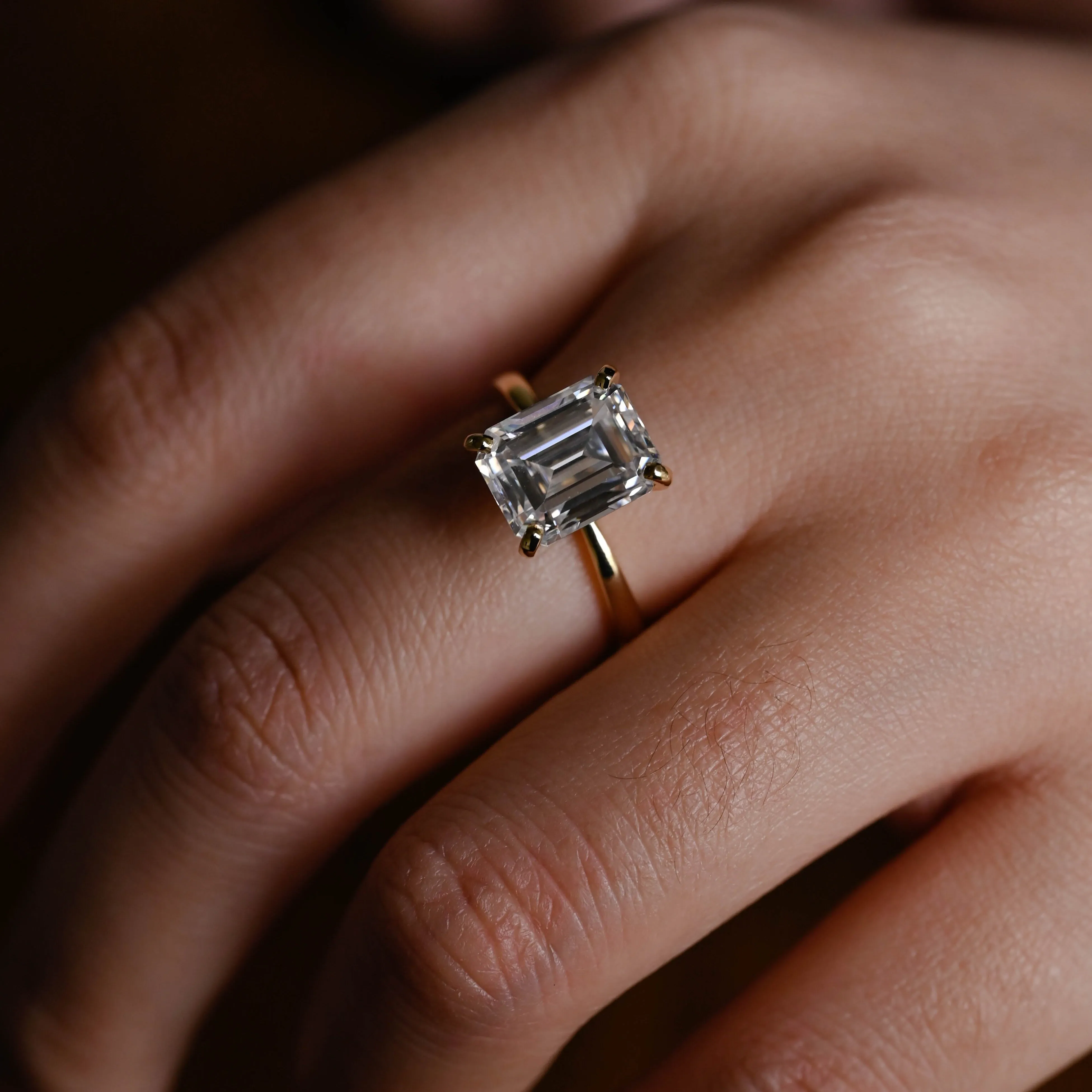 CausYou Solid Gold Emerald Cut Moissanite Engagement Ring sold by Causyou product image thumbnail 4