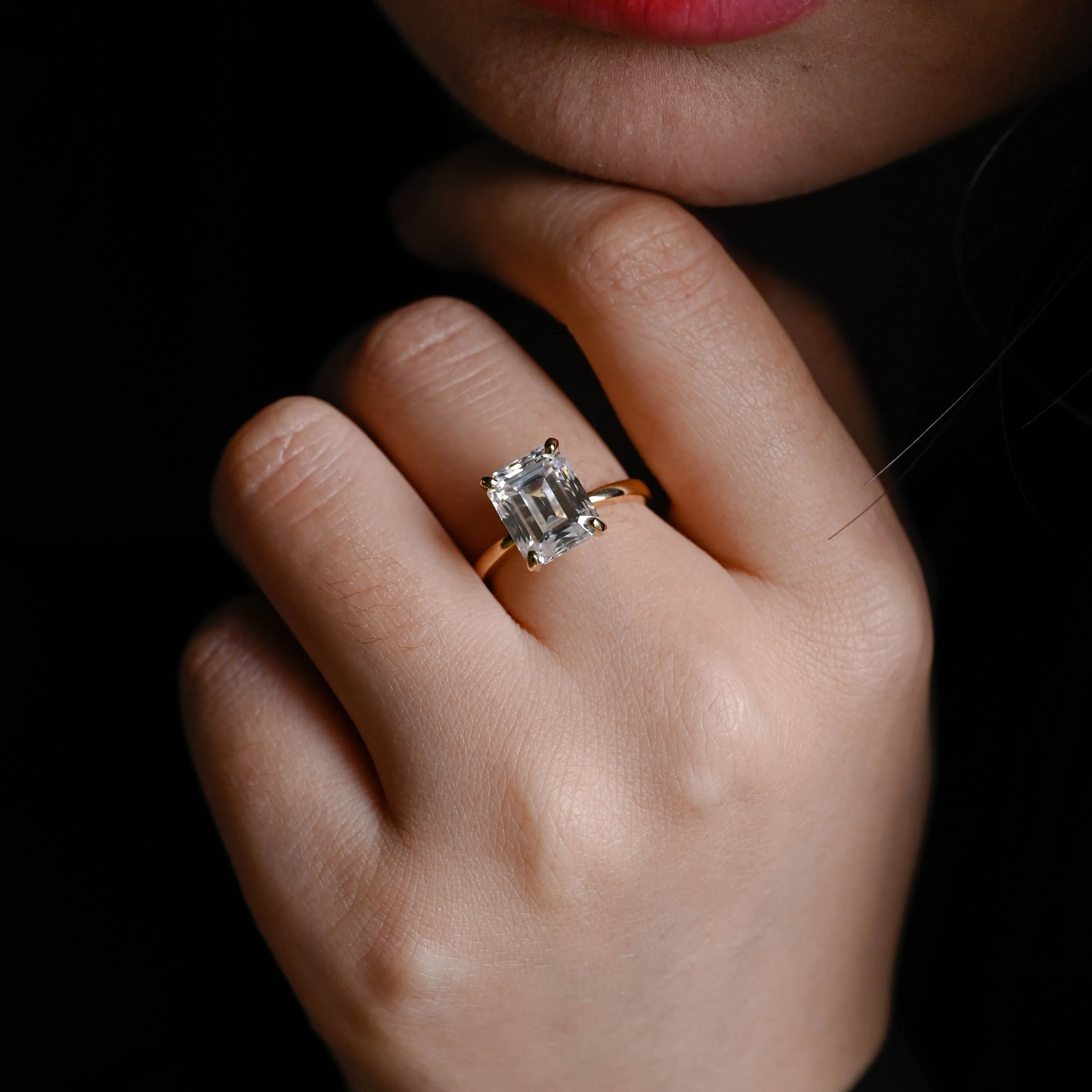 CausYou Solid Gold Emerald Cut Moissanite Engagement Ring sold by Causyou product image thumbnail 2