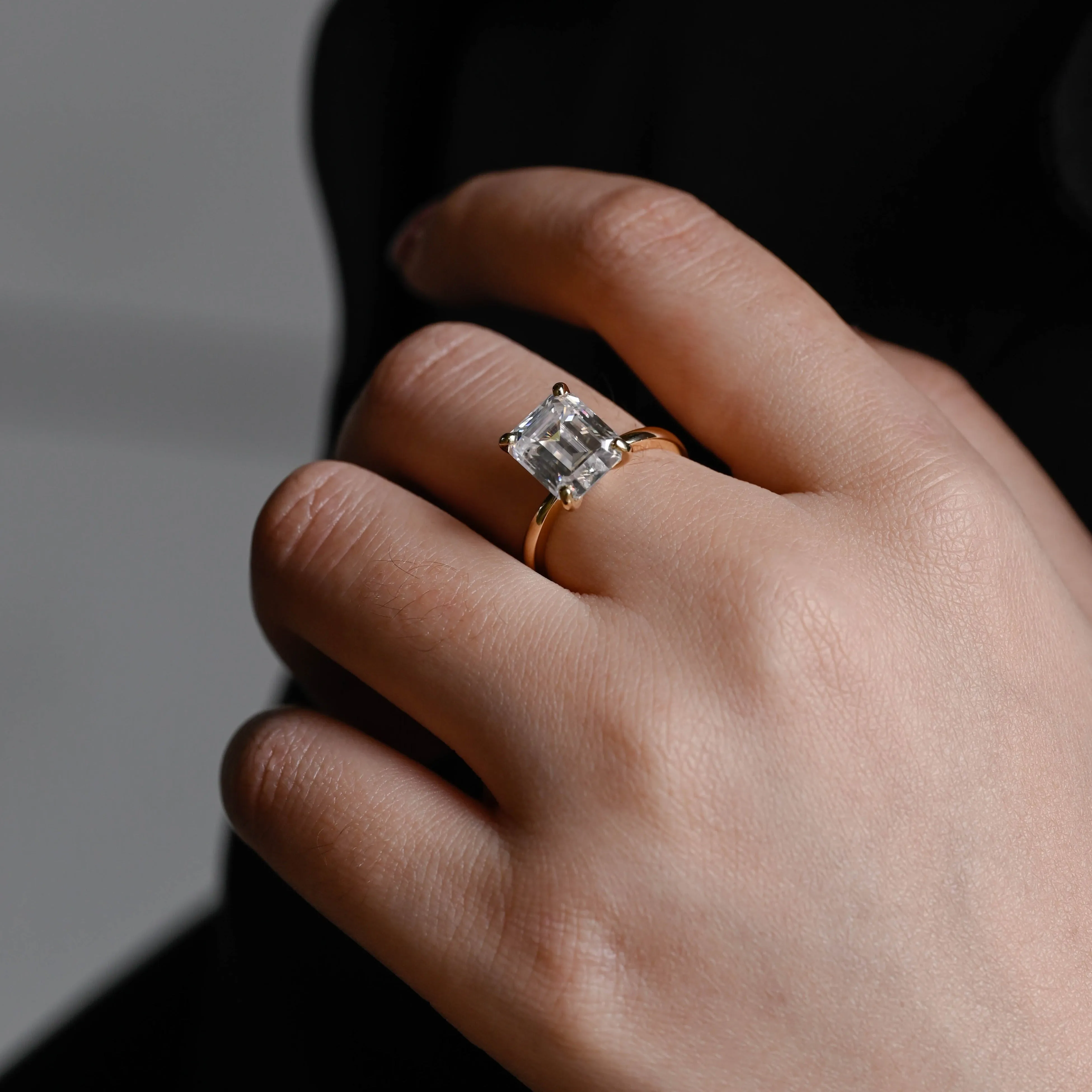 CausYou Solid Gold Emerald Cut Moissanite Engagement Ring sold by Causyou product image thumbnail 3