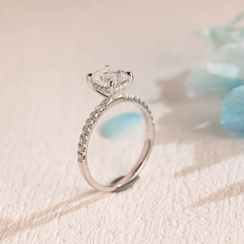 Solid Gold Elongated Cushion Cut Engagement Ring, Wedding Ring, Promise Ring, Gift for Women Wife sold by Causyou