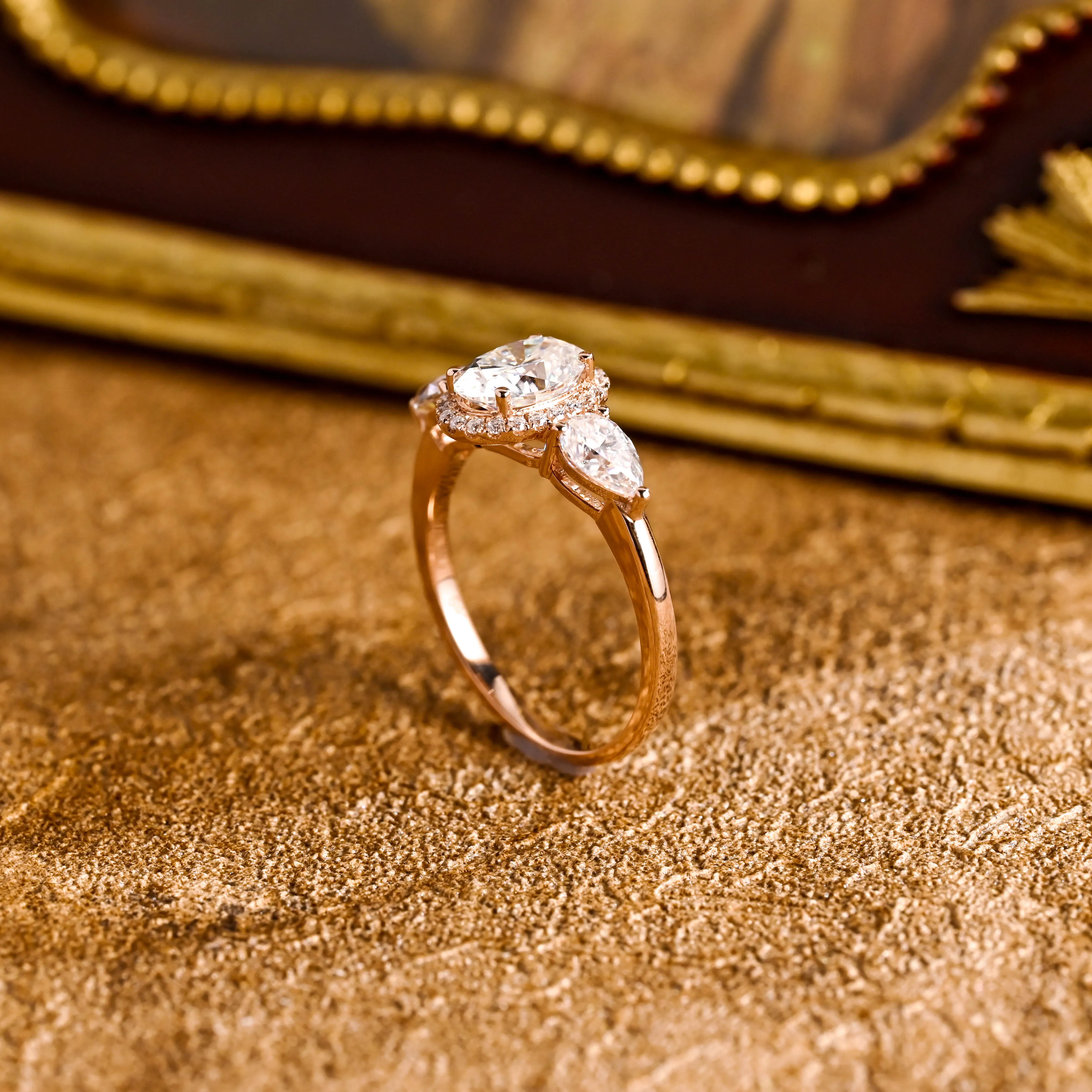 Solid Gold D/VS1 3mm Wide Band Oval Cut Lab Grown Diamond Engagement Ring sold by Causyou product image thumbnail 3