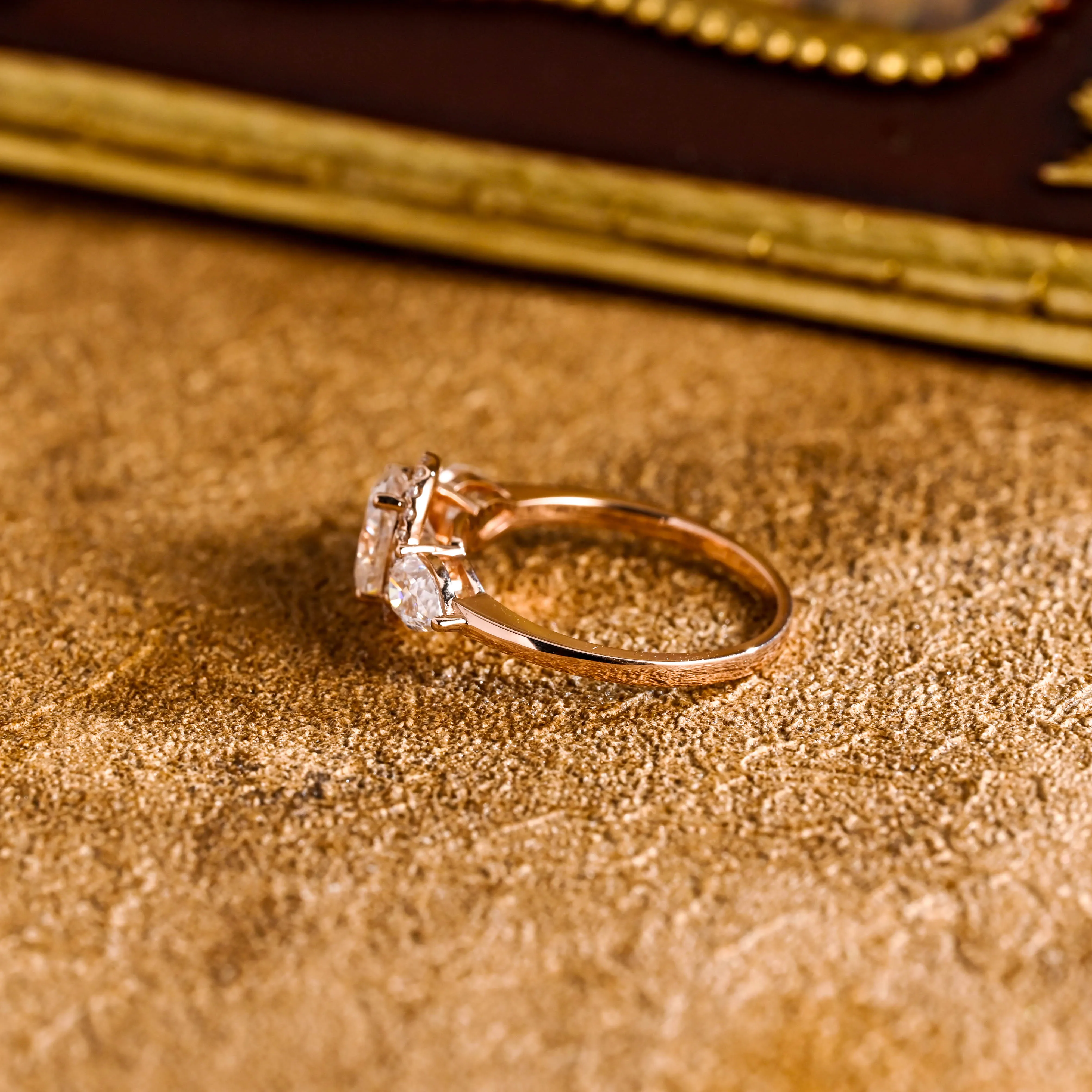 Solid Gold D/VS1 3mm Wide Band Oval Cut Lab Grown Diamond Engagement Ring sold by Causyou product image thumbnail 2