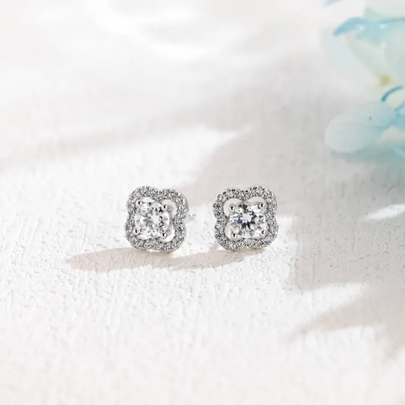 Solid Gold Round Cut Moissanite Earrings Studs, Wedding Studs, Anniversary Gifts for Women, Wife sold by Causyou