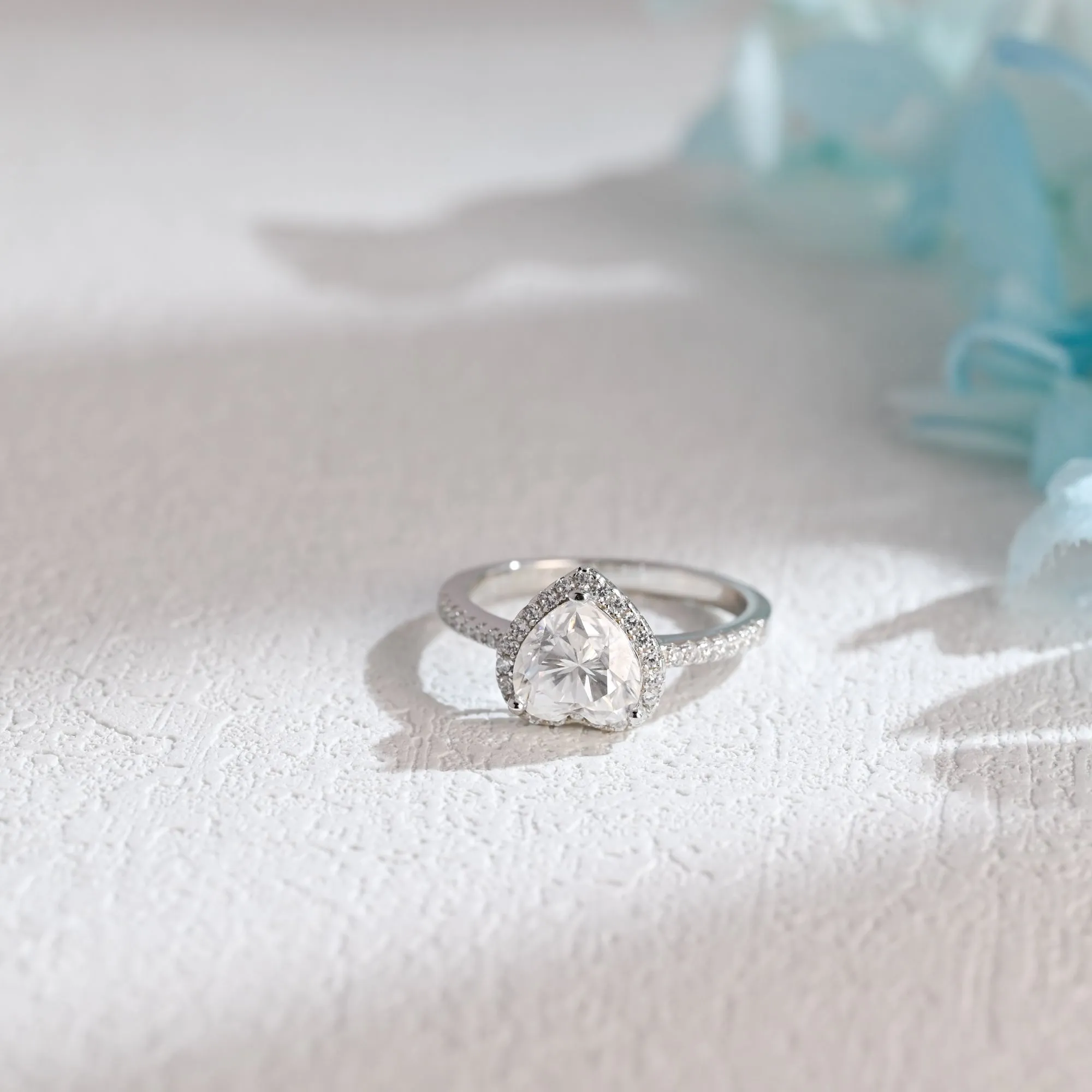 CausYou Solid Gold Heart Cut Moissanite Engagement Ring, Paved Promise Ring, Proposal Ring, Gift for Woman sold by Causyou