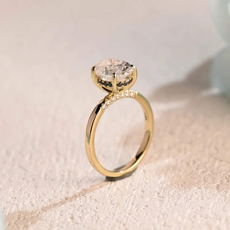 Solid Gold Oval Cut Moissnaite Engagement Ring, Hidden Halo Promise Ring, Proposal Ring, Gift for Women Wife sold by Causyou