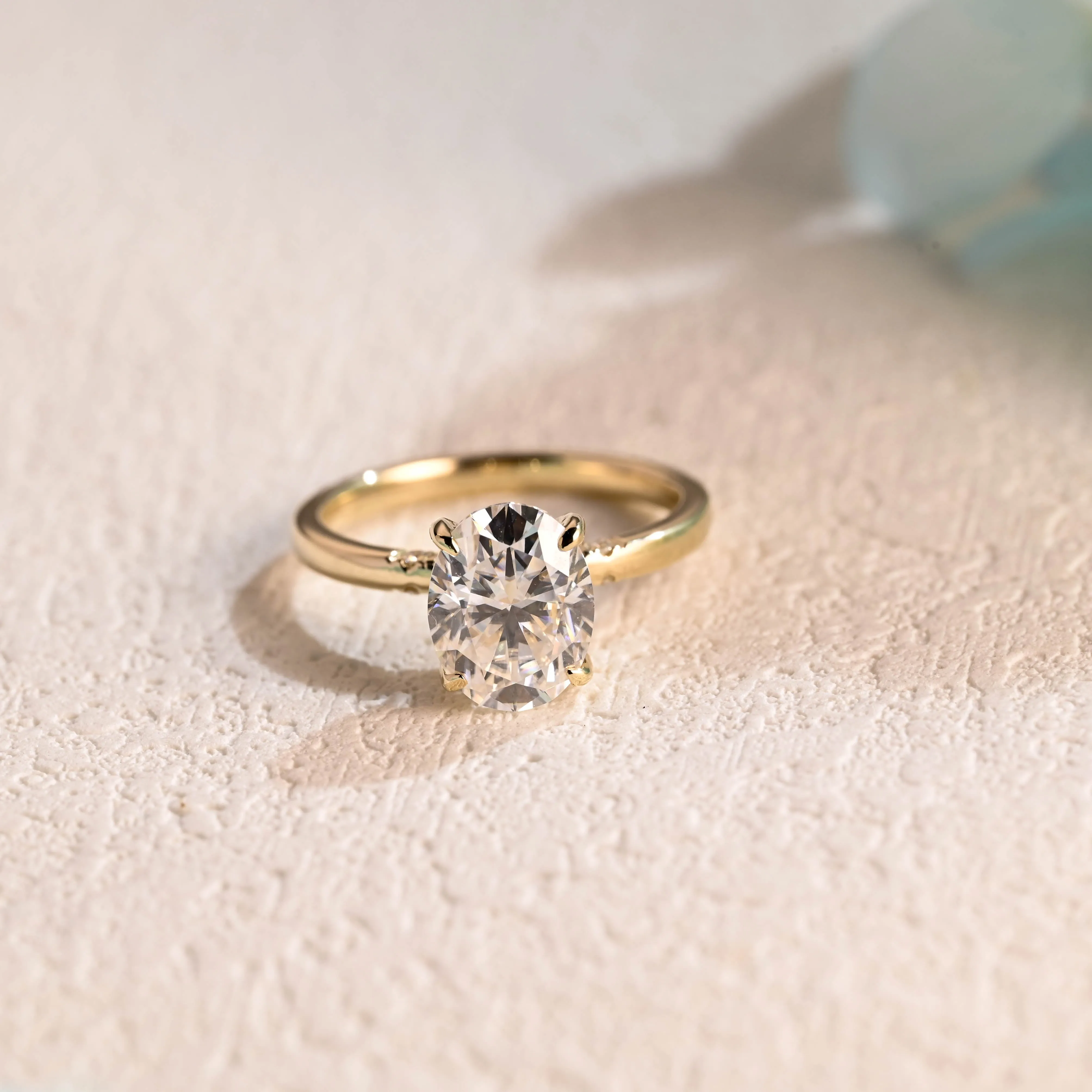 Solid Gold Oval Cut Moissnaite Engagement Ring, Hidden Halo Promise Ring, Proposal Ring, Gift for Women Wife sold by Causyou product image thumbnail 5