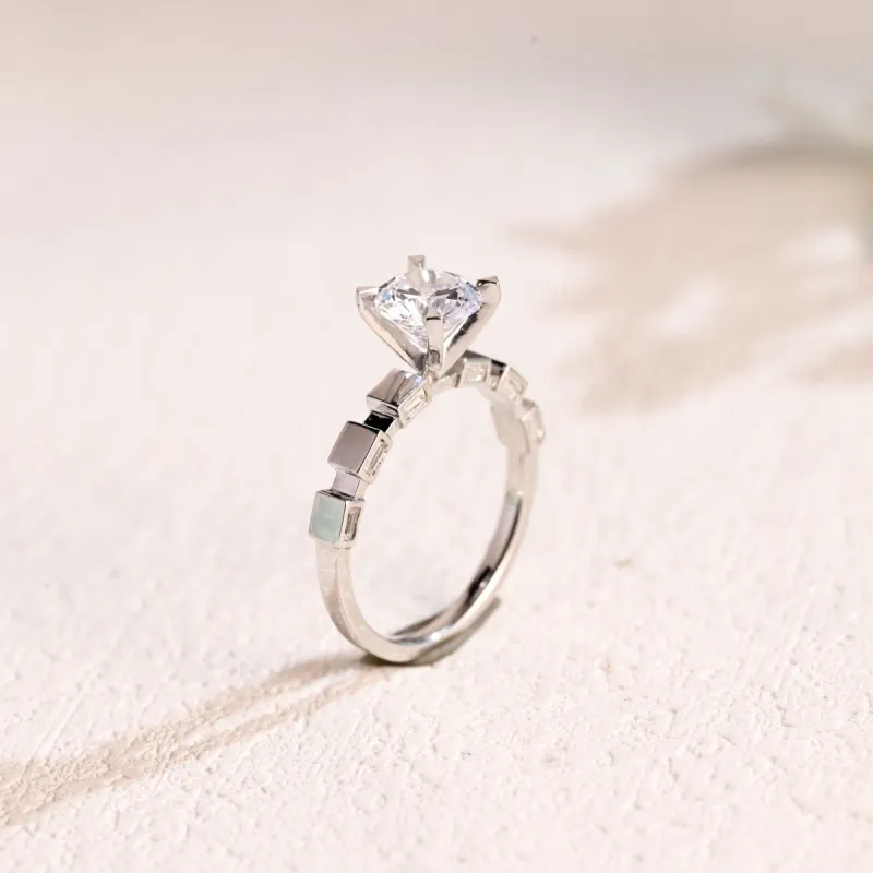 Solid Gold 3.5mm Width Round Cut Moissanite Engagement Ring, Solitaire Ring sold by Causyou