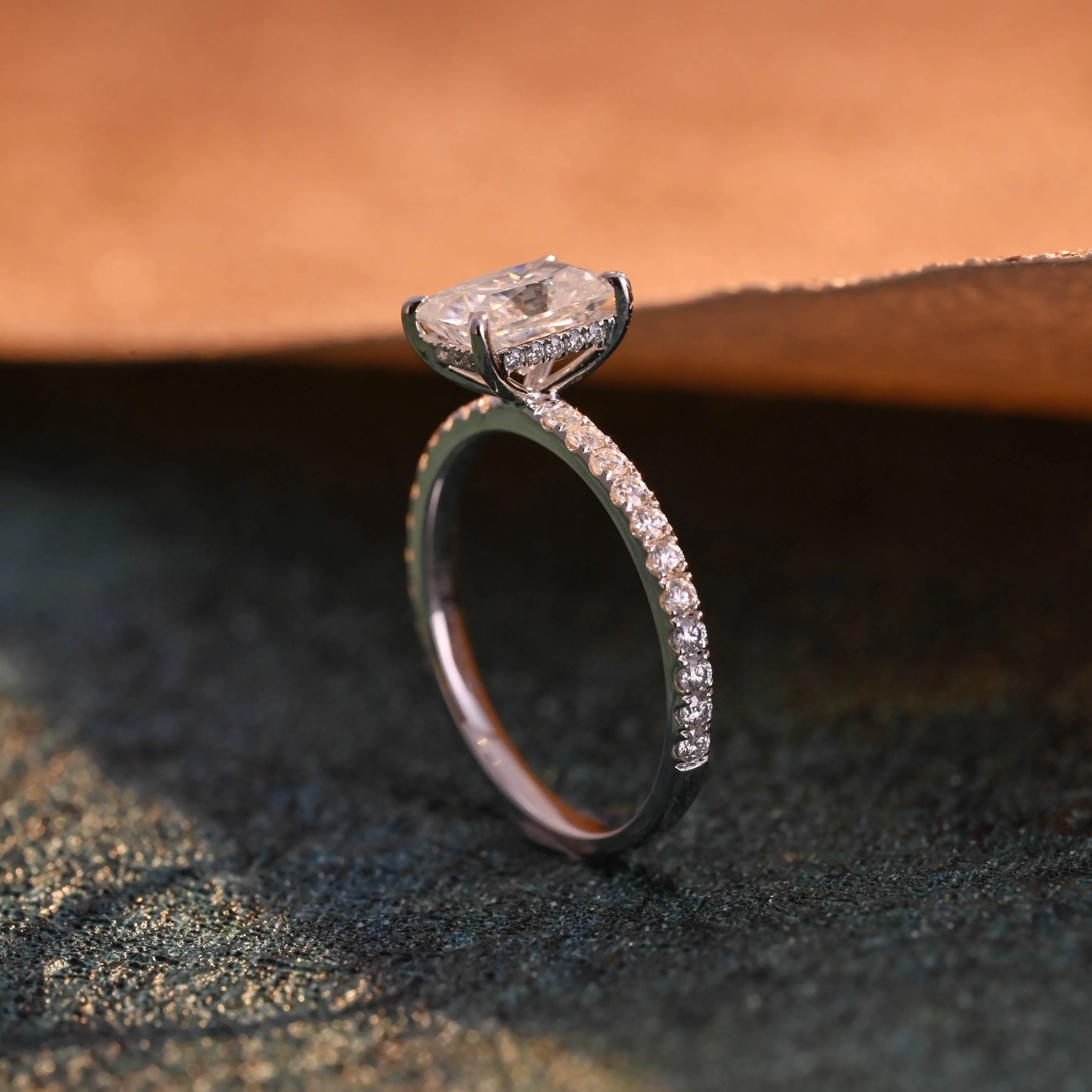 Solid Gold Hidden Halo D/VS1 Radiant Cut Lab Grown Diamond Engagement Ring sold by Causyou product image thumbnail 5